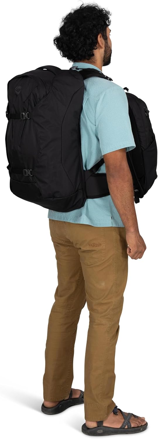 Osprey Farpoint 55L Men's Travel Backpack - Carry On Bag with Personal Item Sized Detachable Daypack, Black