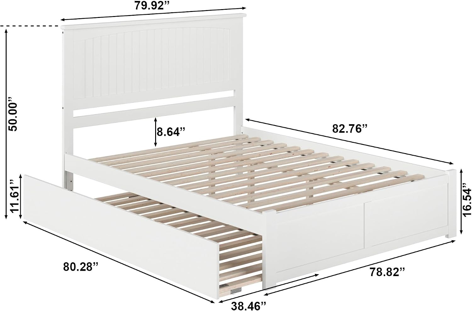 AFI, Nantucket King Platform Bed with Footboard & Twin XL Trundle, White