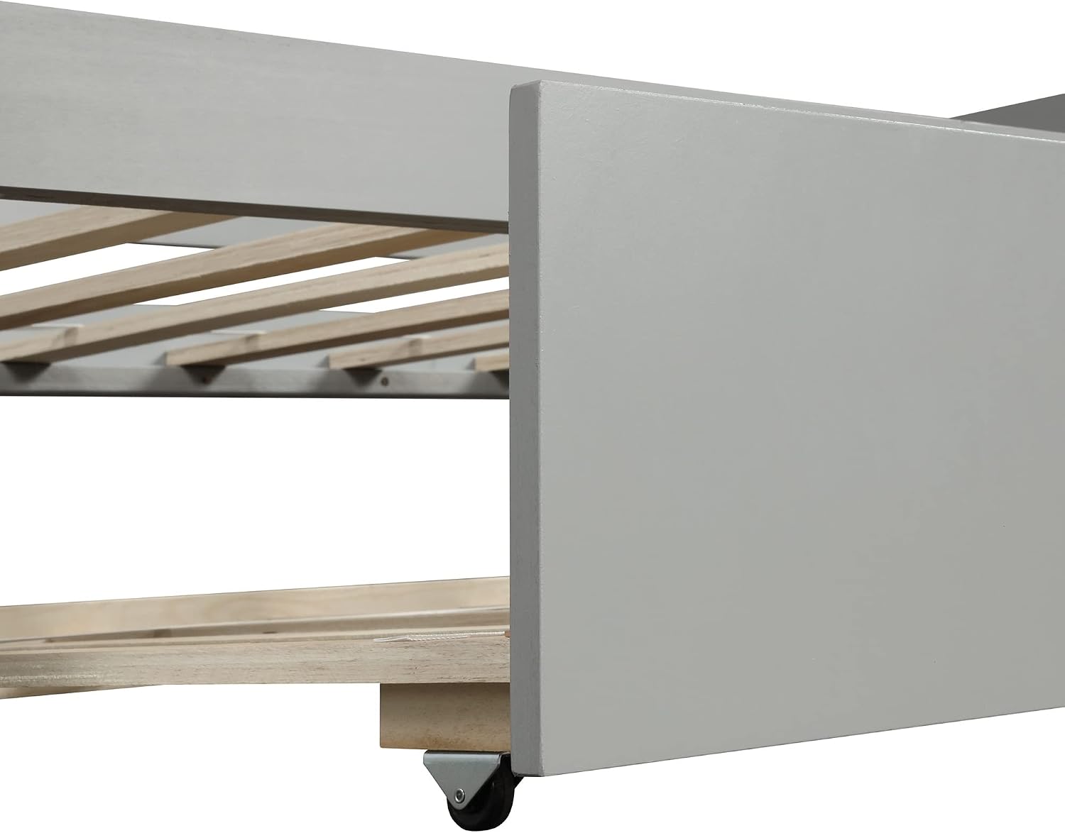 SECOLI Sturdy Wood Twin Size Bed Frame Daybed with Trundle Frame Set, Twin Size, Gray