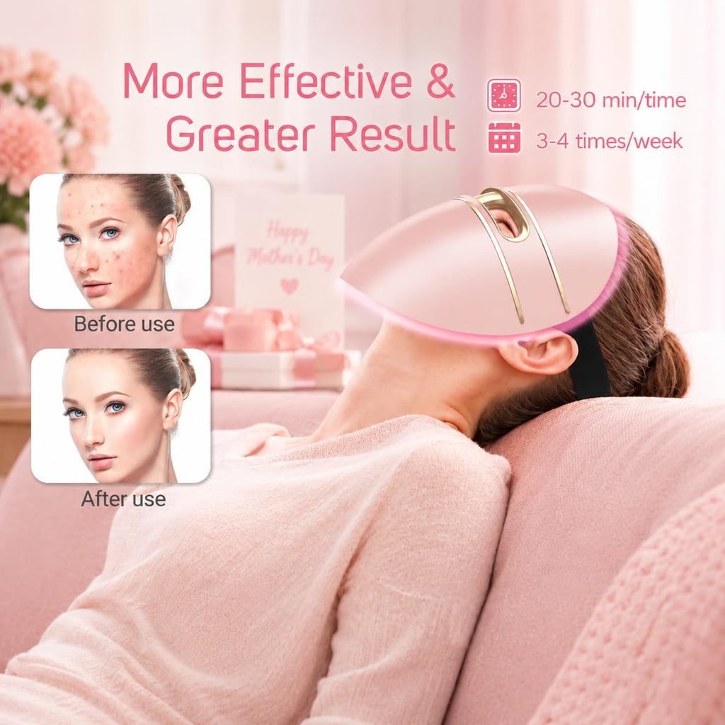 Pro-Grade FSA LED Light Therapy Facial Mask -Red & Blue Light Anti Aging FSA Face Mask- Salon Treatment for Acne,Wrinkles & Redness at Home,Ideal Skincare Device for Birthday, Mom Gift