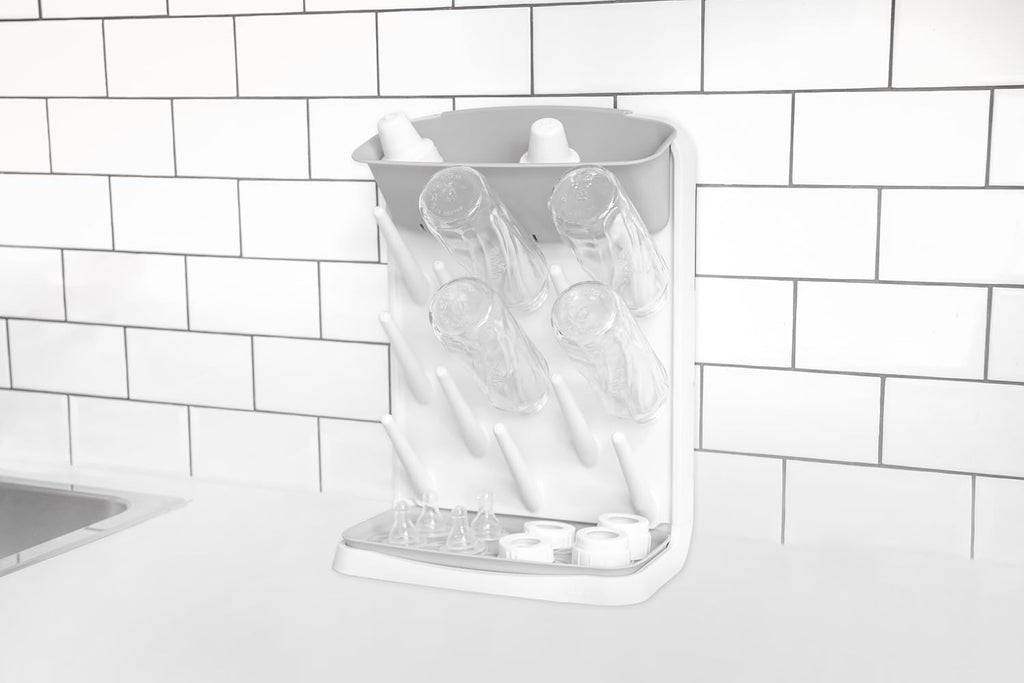 Ubbi Vertical Baby Bottle Drying Rack,Space Saving Countertop Drying Rack Baby Organizer,Gray,(Pack of 6)