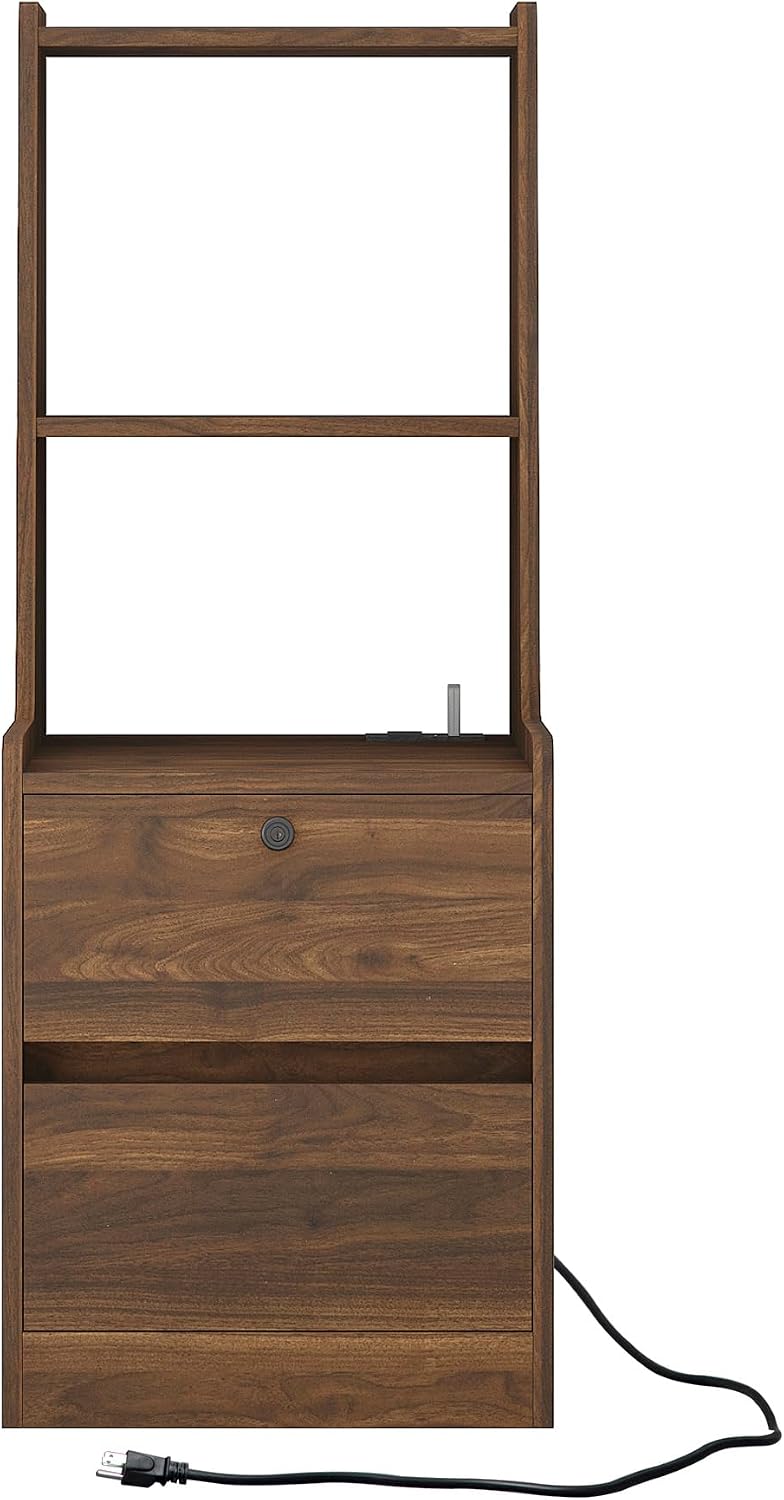 Gecheer Nightstands Set of 2 with Charging Station, Smart Nightstand with Night Light & Bookshelf, Modern Farmhouse Bedside Tables, Wooden Storage Cabinets for Bedroom, Living Room, Corridor