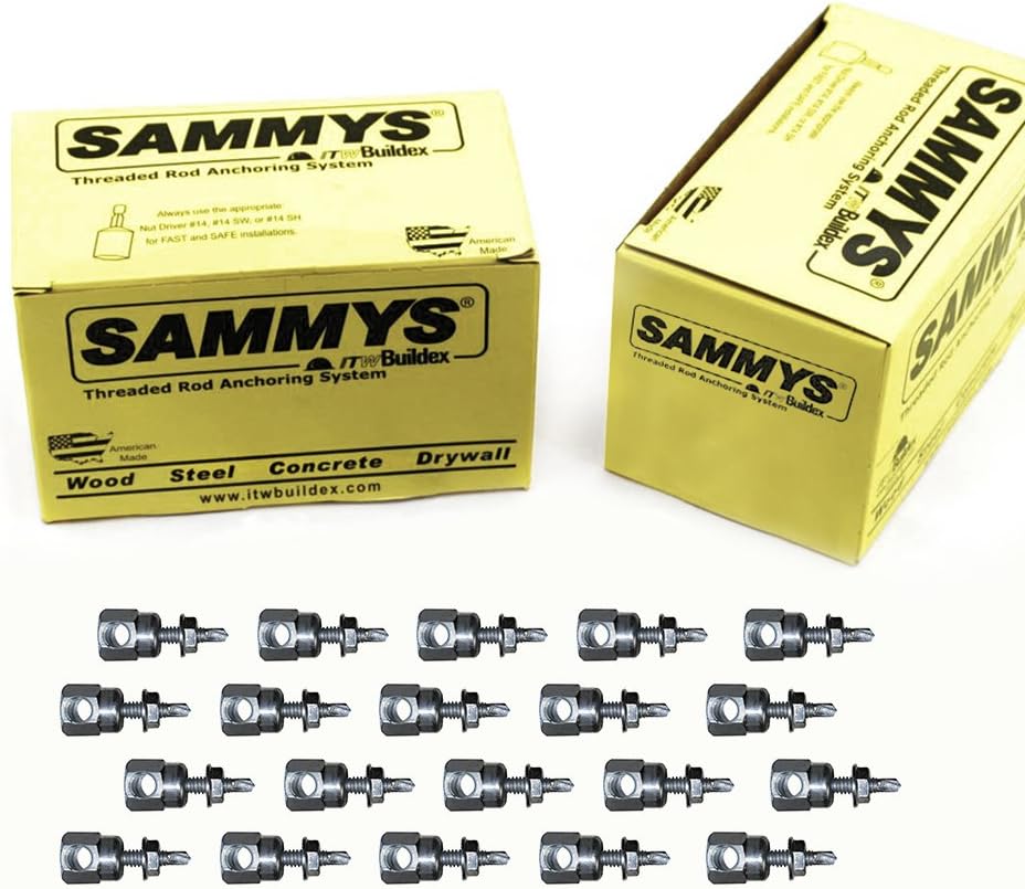 Everflow Sammys 8055957-50 SWDR 1 3/8 Inch Screw Horizontal Threaded Rod Anchor Designed for Steel Structure, Steel with Zinc Plated, Corrosion Resistance, 1/4-20 x 1 Inch Screw Length - (Pack of 50)