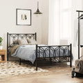 Metal Bed Frame with Footboard Twin Size Black Steel Platform Bedframe Sturdy Support Underbed Storage for Bedroom Guest Room