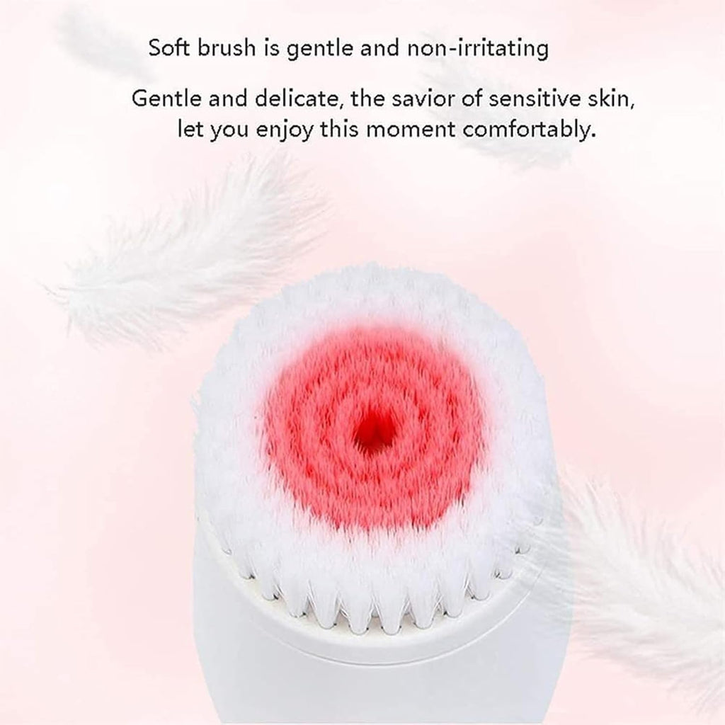 Rechargeable Facial Cleansing Brush, 3-in-1 Electric Spin Face Brush with 3 Brush Heads for Deep Cleansing, Gentle Exfoliation, and Massage(Pink)