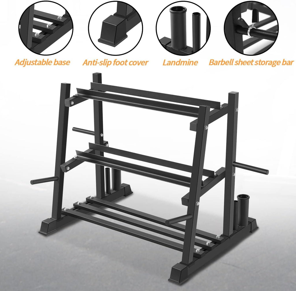 Dumbbell Rack, Bongkim Dumbbell Set with Rack Stand, Dumbbells Weights Rack for Home Gym, Weight Rack for Dumbbells, Kettlebells, and Weight Plates 1100LBS