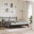 Metal Bed Frame with Headboard Black Queen Size Steel Platform Bedframe 59.1'x78.7' Sturdy No-Mattress Design for Bedroom Furniture Supportive Base with Underbed Storage