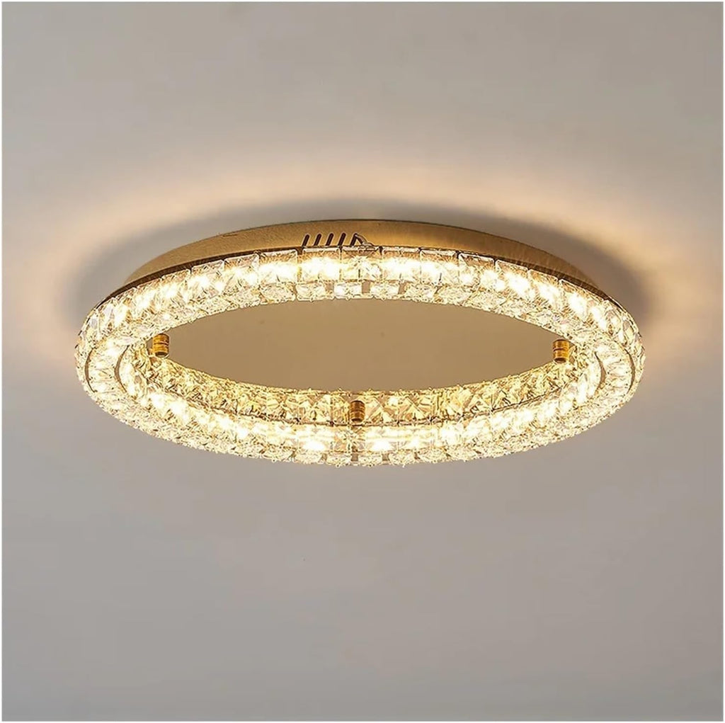 Modern Luxury Led Dimmable Chandelier Foyer K9 Crystal Ceiling Lights Lustre Indoor Light Lamparas Round Steel Led Luminarias