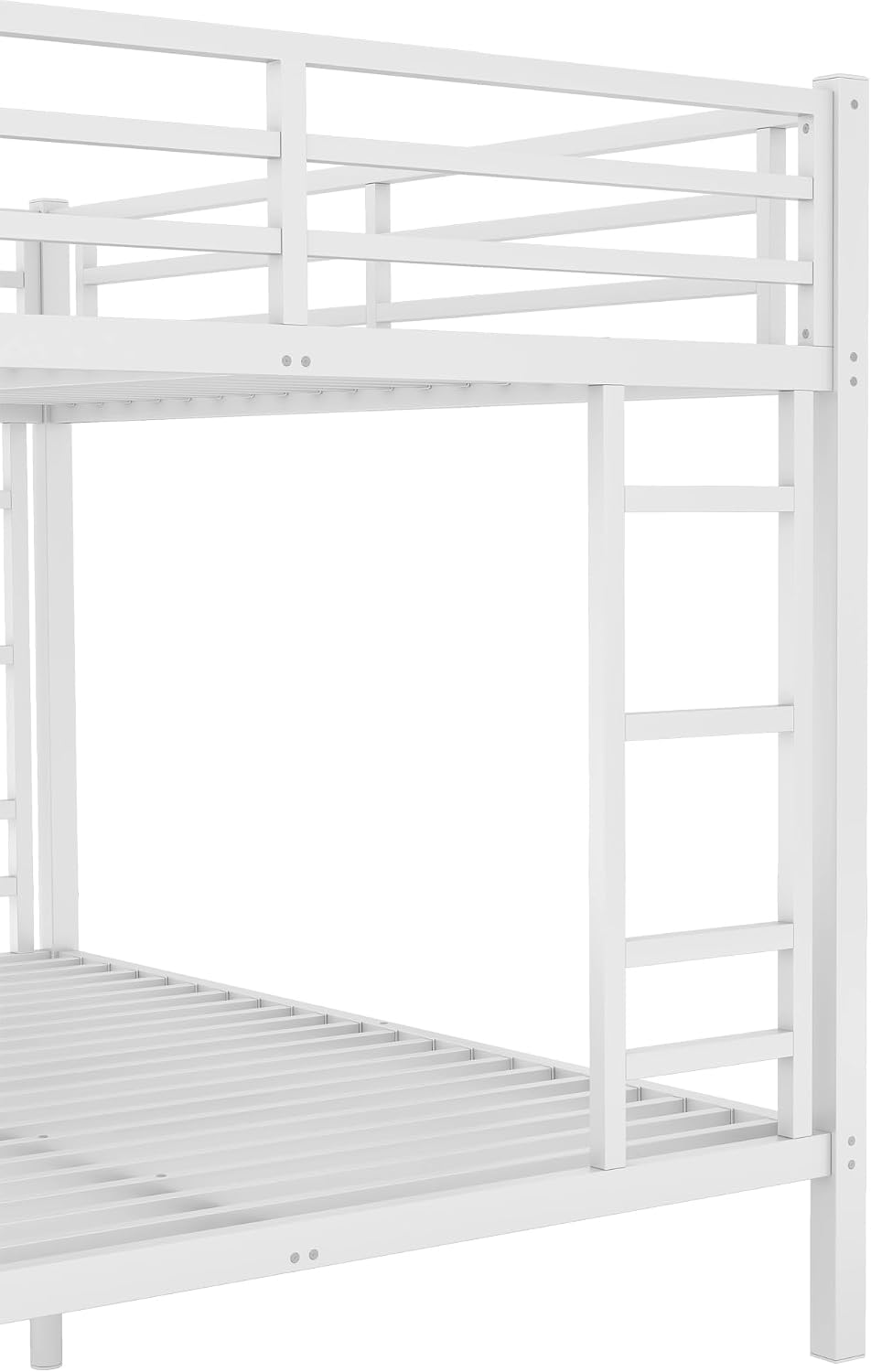 JIVOIT Queen Over Queen Bunk Bed, Heavy-Duty Metal Bunk Bed Frame with Safety Guardrails & Metal Slat Support for Teens and Adults, Space-Saving/Noise Reduced/No Box Spring Needed
