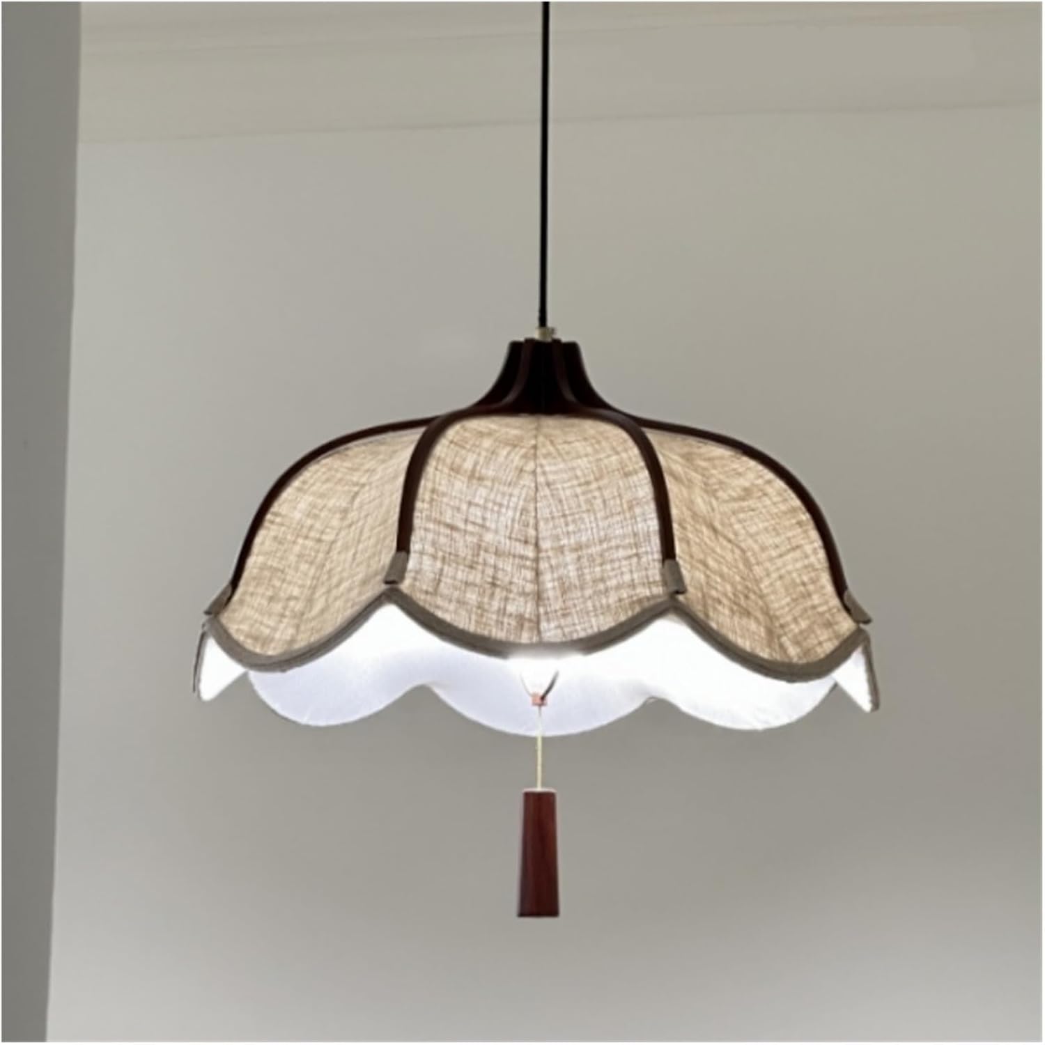 Chinese Style Wood Led Fabric Pendant Lights Dining Room Drop Chandelier Home Decor Led Lamparas Bedroom Luminarias