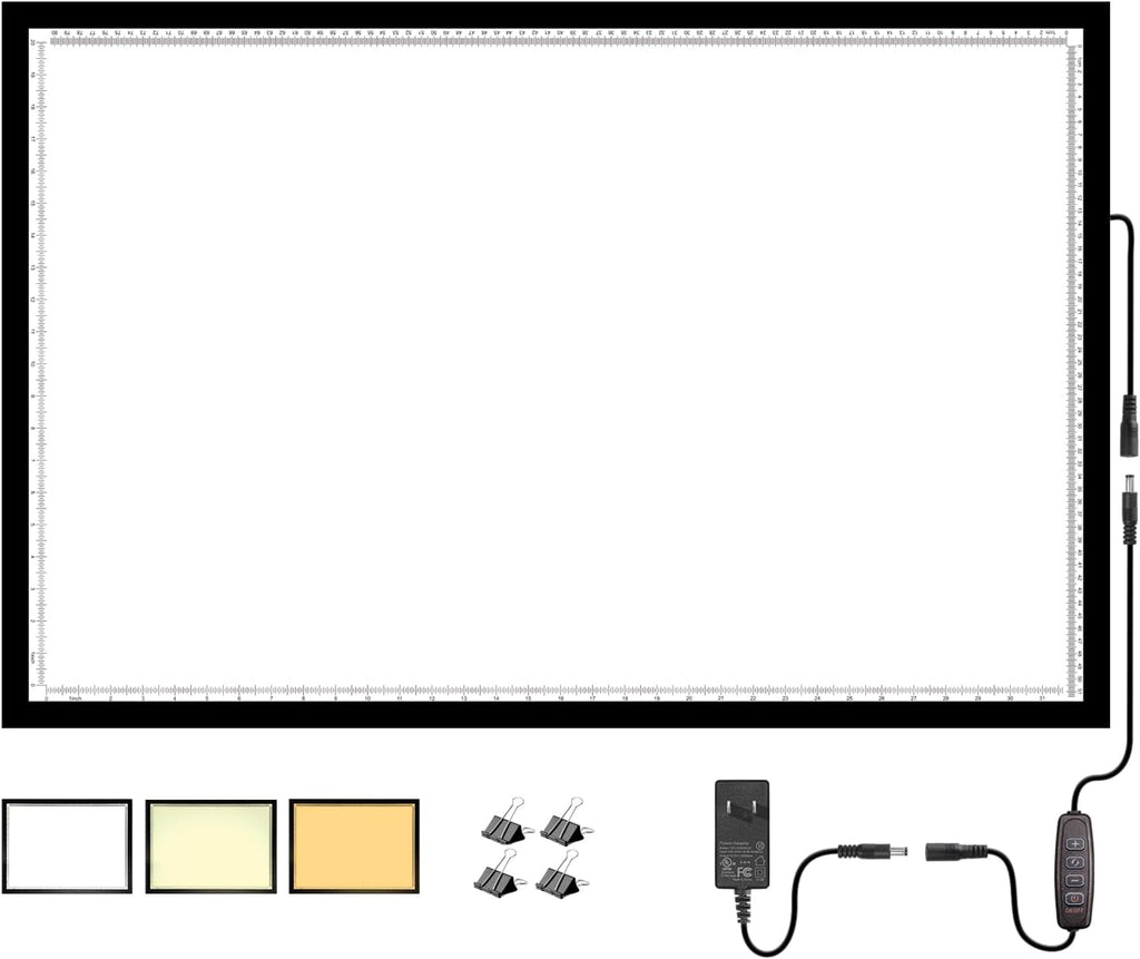 WELZK 7000 Lux A1 Light Pad for Diamond Painting, 2.9ft x 1.9ft Extra Large 3-Colors Lightbox. 10 Levels/Stepless Dimming for Tracing, Drawing, etc
