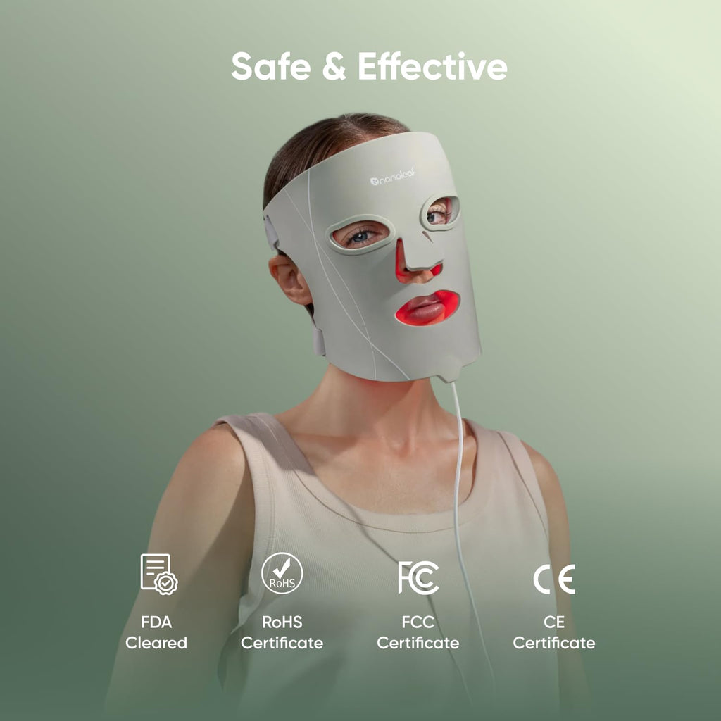 Nanoleaf FDA-Cleared LED Light Therapy Face Mask – Treats Acne, Rosacea, Hyperpigmentation & Facial Rhytids – Red, Blue & NIR Photobiomodulation Device – 432 LEDs, Rechargeable
