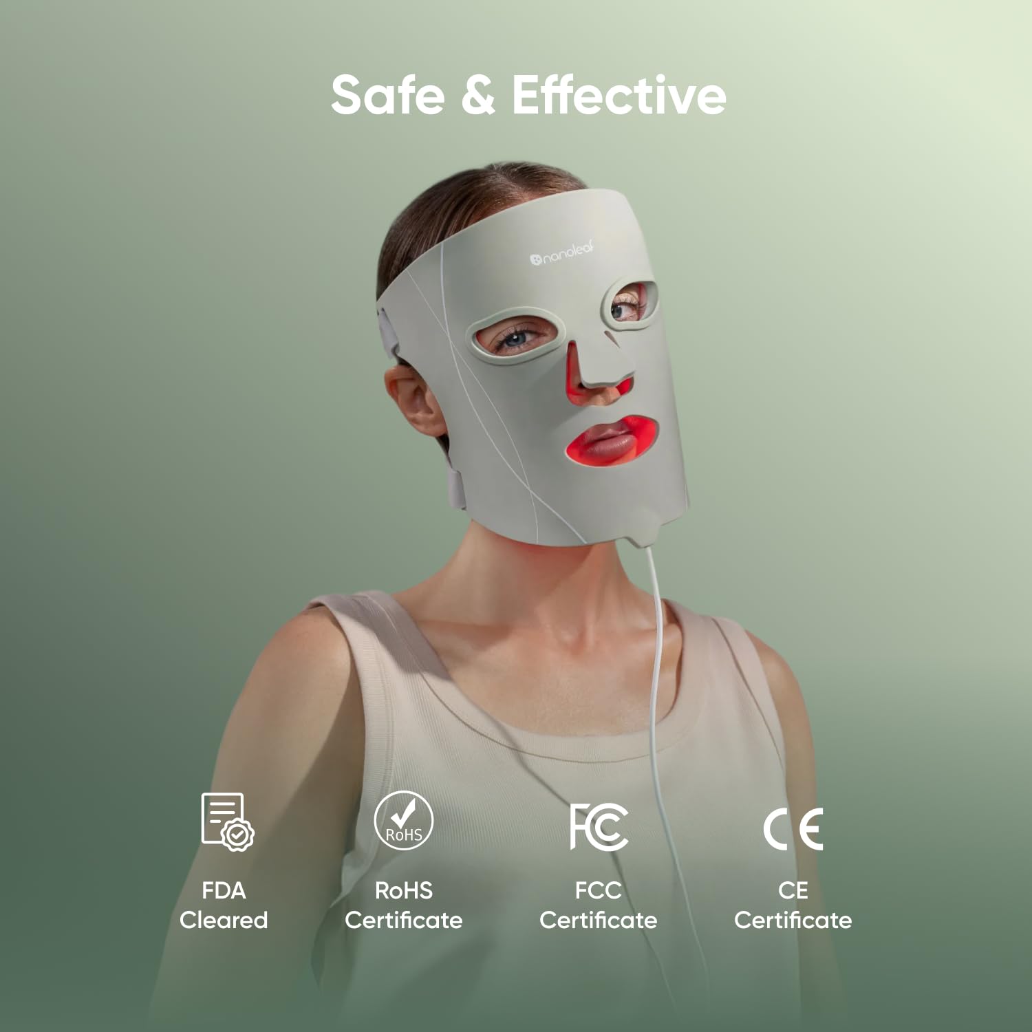 Nanoleaf FDA-Cleared LED Light Therapy Face Mask – Treats Acne, Rosacea, Hyperpigmentation & Facial Rhytids – Red, Blue & NIR Photobiomodulation Device – 432 LEDs, Rechargeable