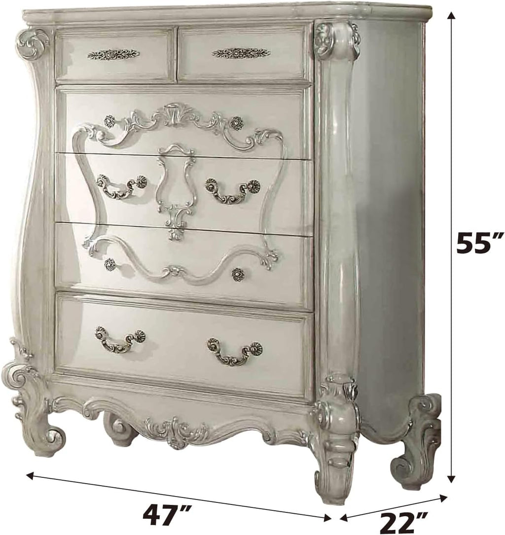 Acme Versailles 5 Drawer Chest in Bone and White