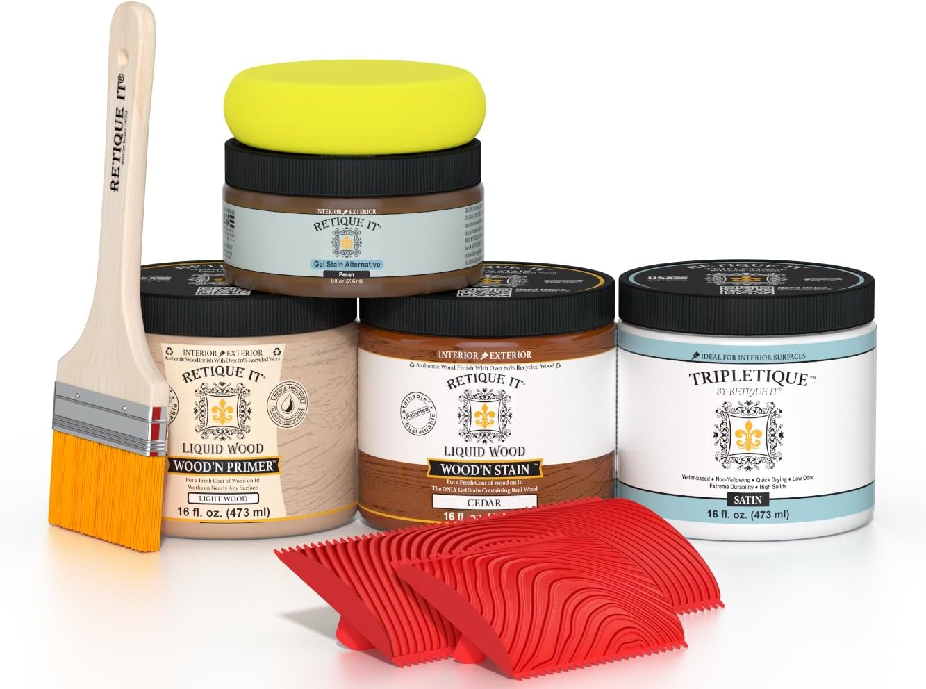 Wood Finish Countertop Kit – GO Beyond Faux Wood with Paintable Liquid Wood Based Primer and Gel Stain - Graining Tools Included (Countertop Kit, Cedar)