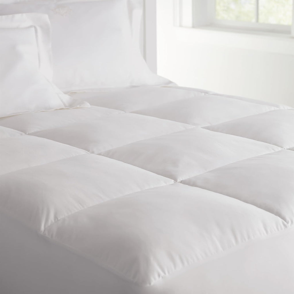 Peacock Alley Down Alternative Mattress Topper Enhancer – 100% Hypoallergenic Mattress Cover, 3' Plush Bed Topper with Soft Quilted Top and 400 Thread Count Cotton Sateen Cover - Twin (White)