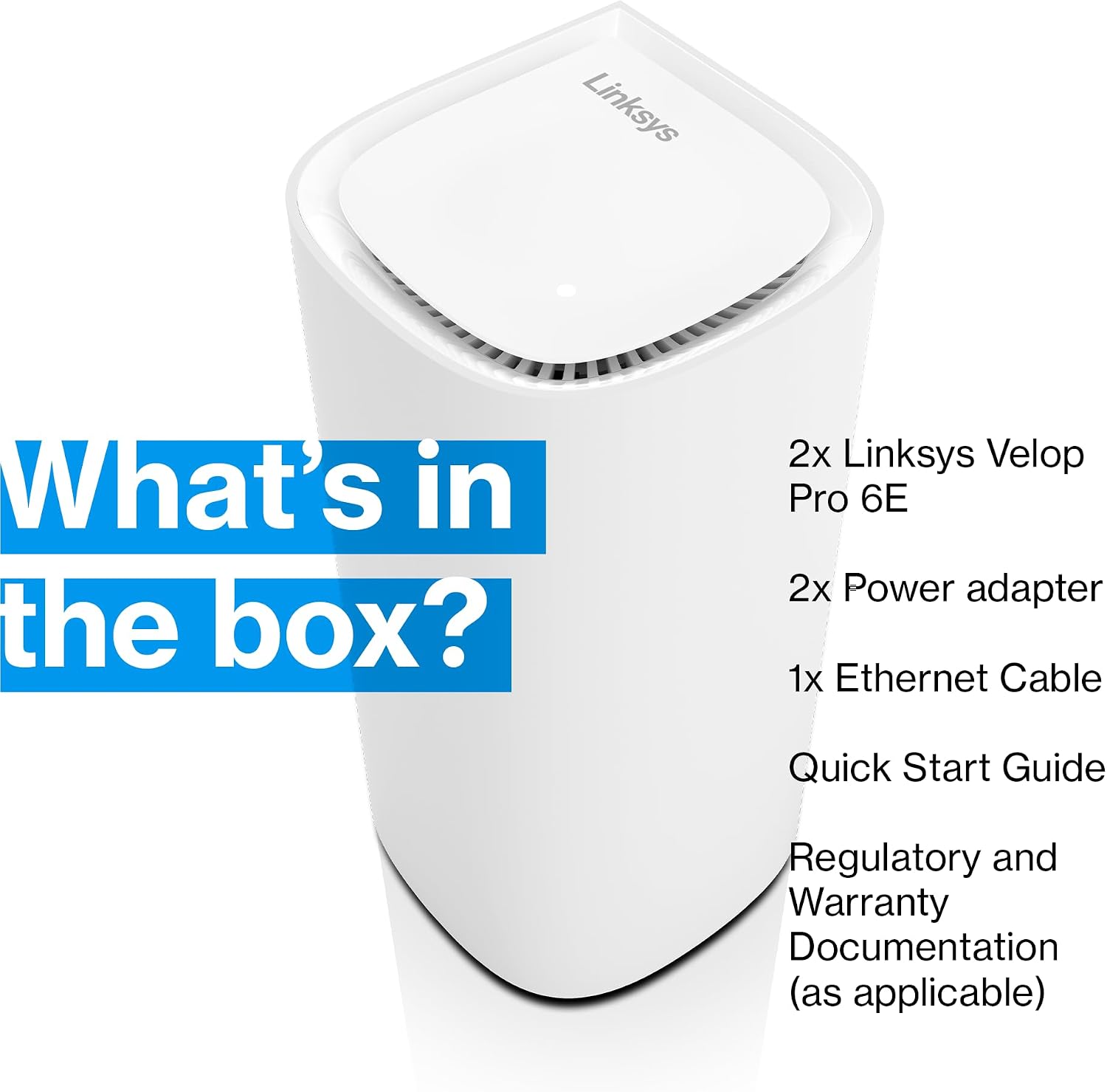 Linksys Velop Pro 6E WiFi Mesh System | Two Cognitive Mesh Tri-Band routers with 5.4 Gbps (AXE5400) Speed | Whole Home Coverage up to 6,000 sq ft | Connect 200+ Devices | 2Pk MXEC622 | 2023 Release