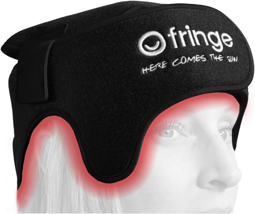 Fringe Red Light Therapy Wrap for Head & Hair, 3 Wavelengths: Red Light 650nm and Infrared Light 810nm and 1050nm, 450 LED Lights, Sports Recovery, Brain Health