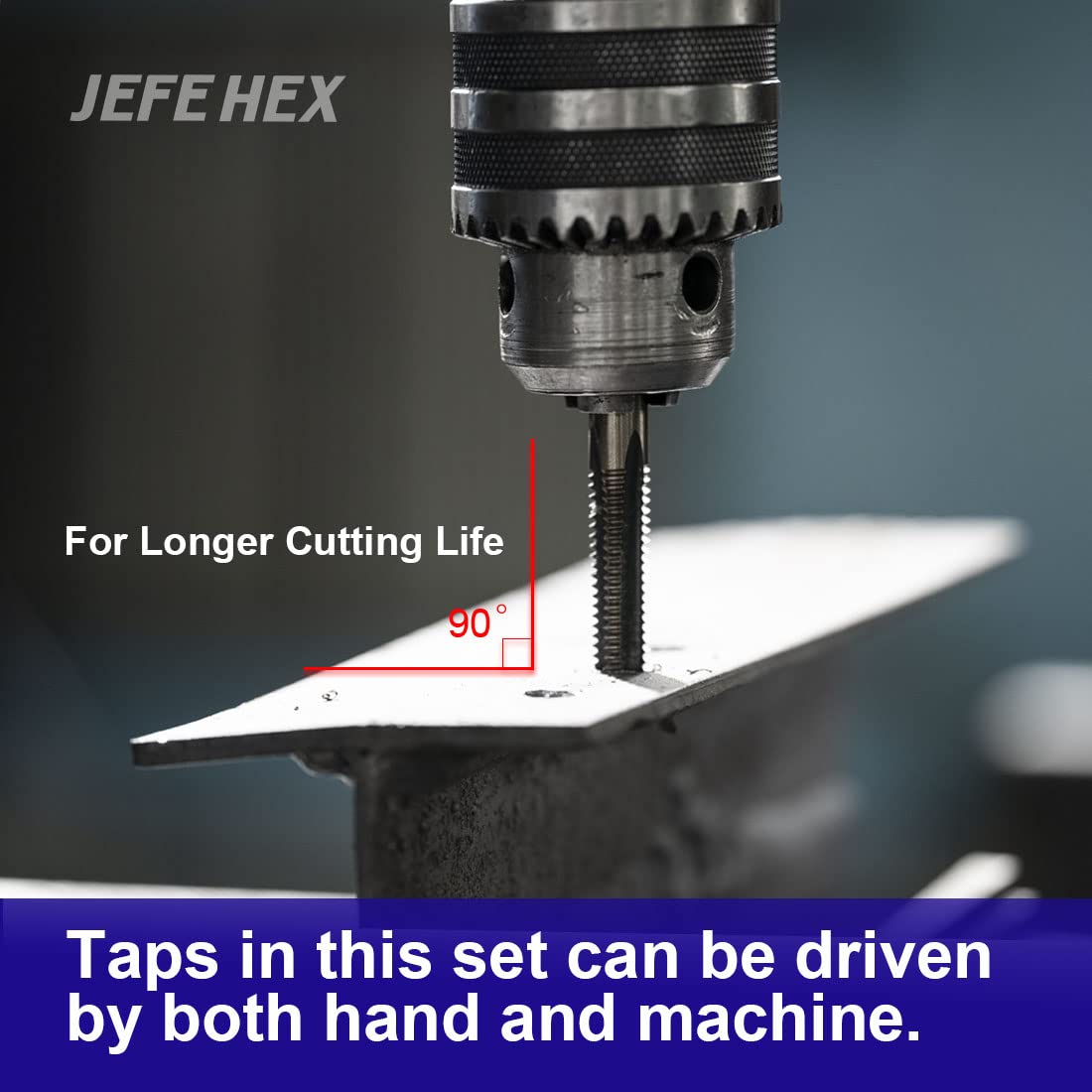 JEFEHEX 18pcs Drill and Tap Set with 1 Piece T-Handle Ratchet Tap Wrench, Tap Range 6-32NC—1/2'-13NC, Black and Gold Premium HSS Jobber Length Drill Bits and Hand Plug Taps with Metal Indexed Box