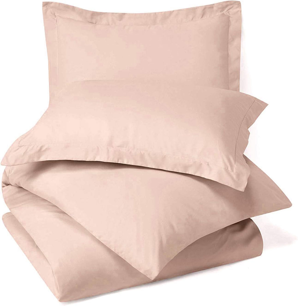 4 Piece Bed in a Bag Set 100% Egyptian Cotton 600 Thread Count Duvet Cover Pillow Shams & Fitted Sheet with Extra Deep Pocket Soft Bedding(King Size, Blush)