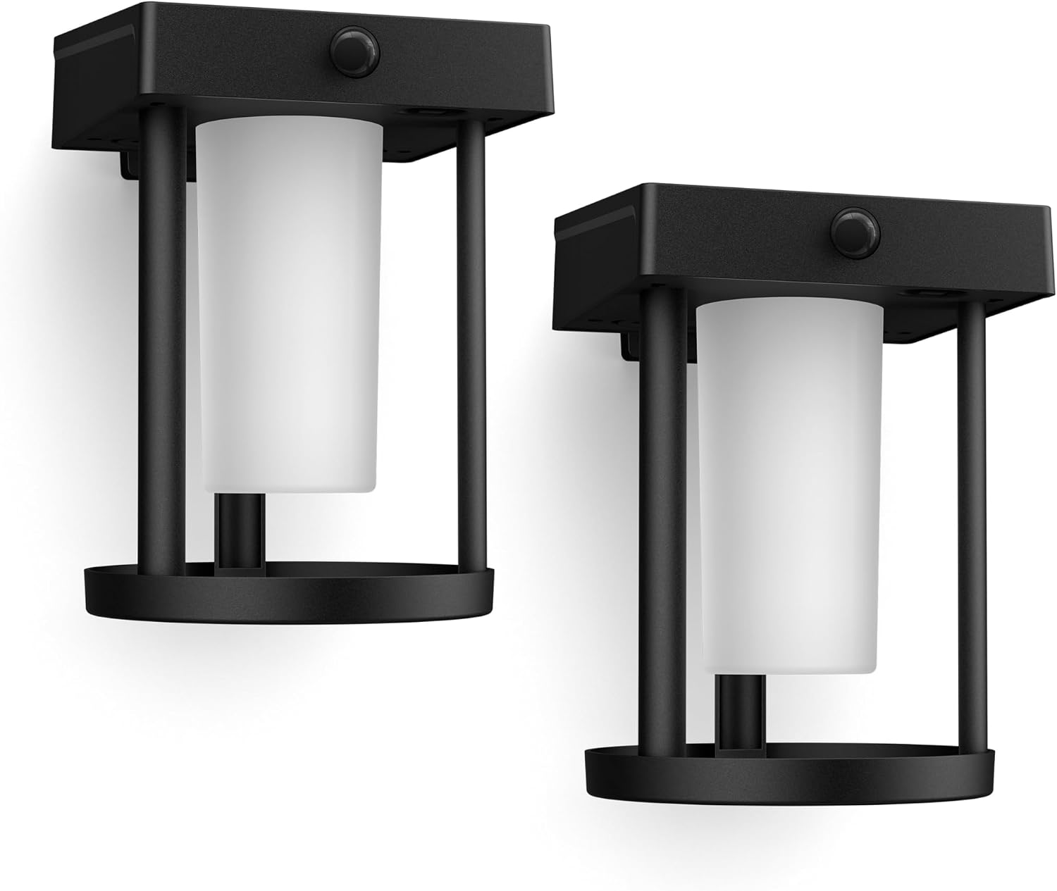 PHILIPS LED Ultra Efficient Solar Cylinder Black Wall Lantern Outdoor 2-Pack Bright White (3000K) 250/20 Lumen (3W = 25W) Weather Resistant