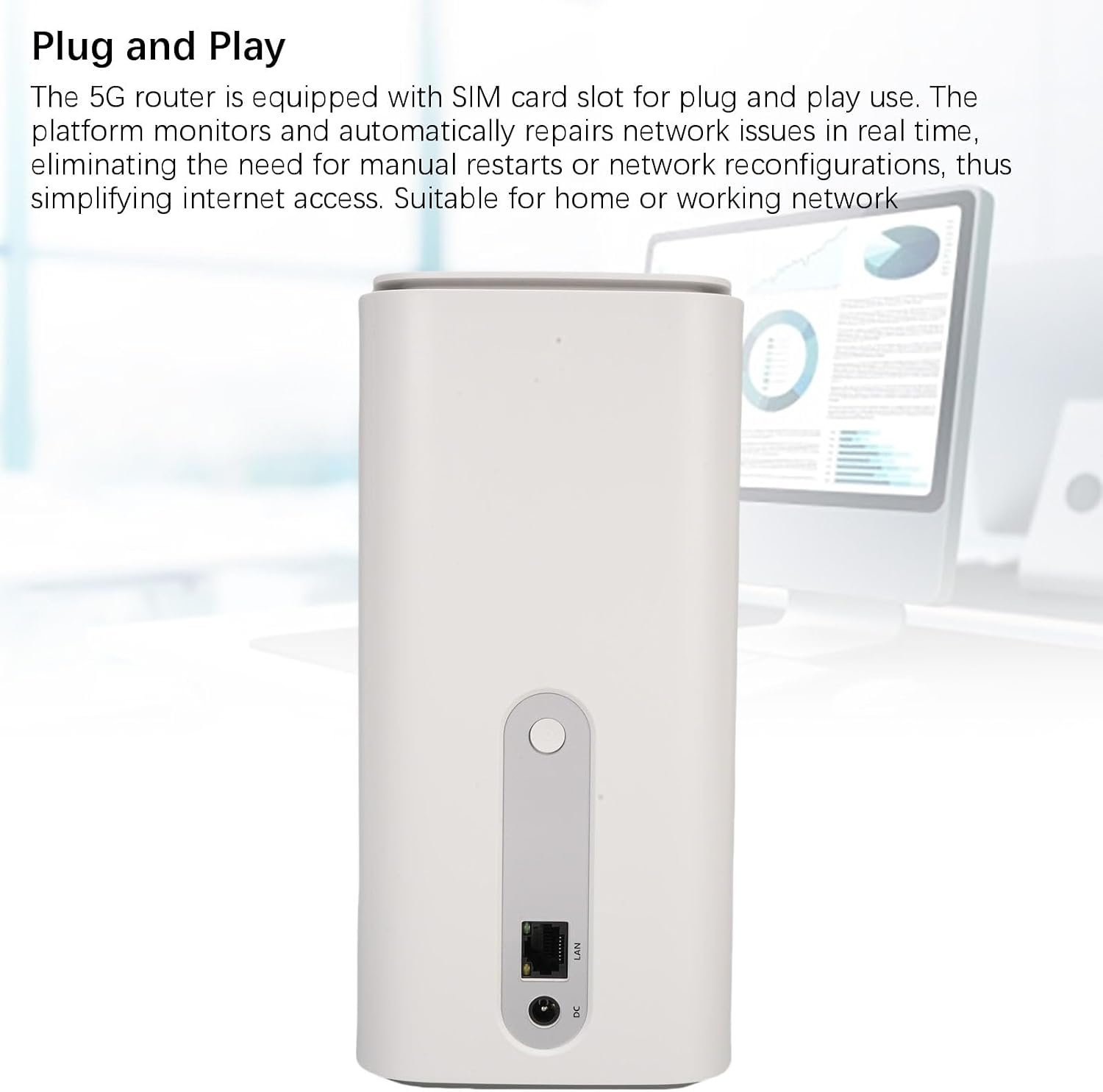 5G CPE Router with SIM Card Slot, 4.67Gbps High Speed Dual Band WiFi 6 Router for Home Indoor, Support for NSA SA (US Plug)