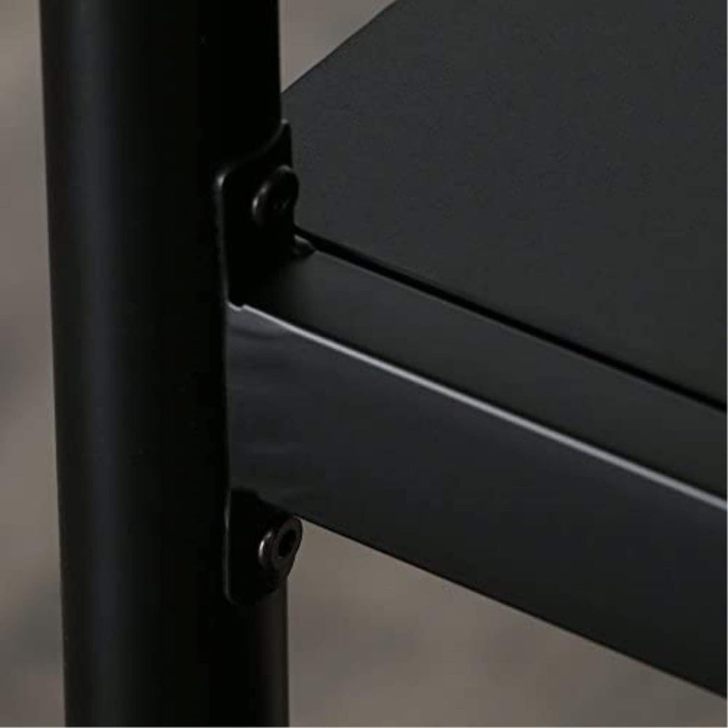 Walker Edison Metal Twin Low Loft Bunk Bed with Desk Bunk Bed Kids Bed Bedroom Storage Guard Rail Ladder, Twin, Black
