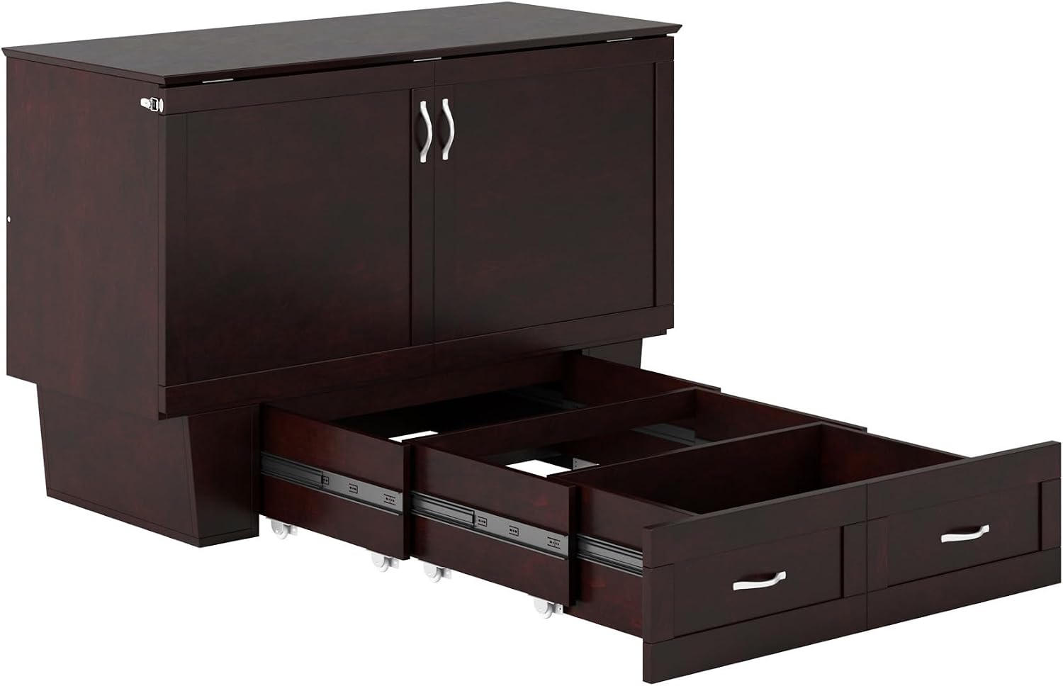 AFI, Monroe Full Murphy Bed Chest with 6' Mattress, Storage Drawer & Built-in USB Charger, Espresso