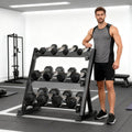 Dumbbell Set with Rack Hex Dumbbells 5-50 lb Rubber Coated Dumbbells Heavy Duty Weight Set 350 lb 450 lb 550 lb with 3-Tier Stand Complete Home Gym Set Dumbbell Rack Set Workout Weights