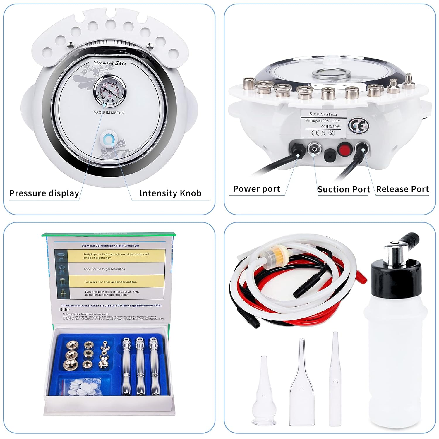 3 in 1 Diamond Machine, Yofuly 65-68cmHg Suction Power Professional diamond Equipment for Facial Skin Care
