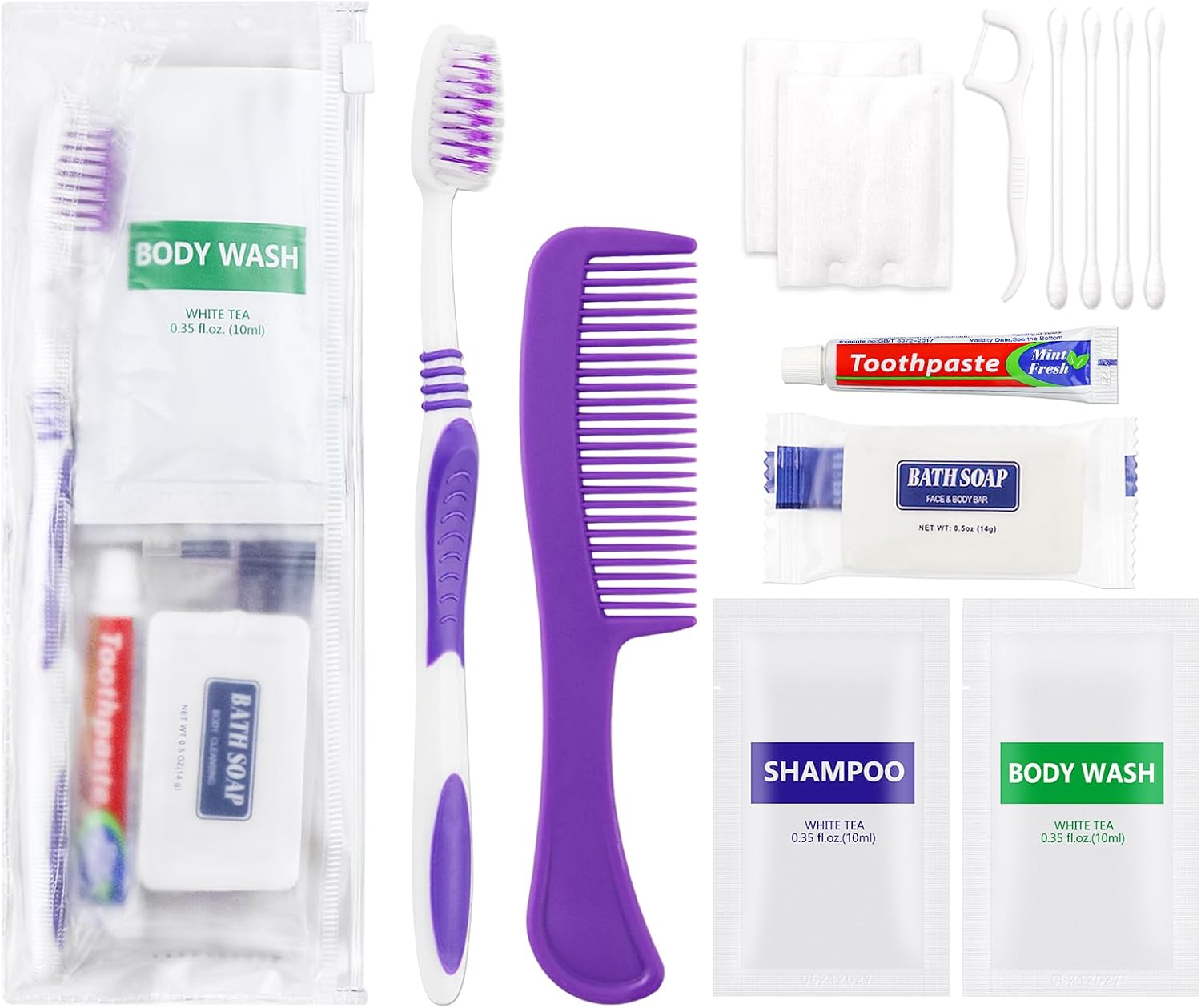 Pack of 100 Hygiene Kit, Toiletry Kit Bulk, Individually Packed, Travel Disposable Hygiene Kit, Homeless Care Package Supplies,Suitable for Hotel, Camping, Travel