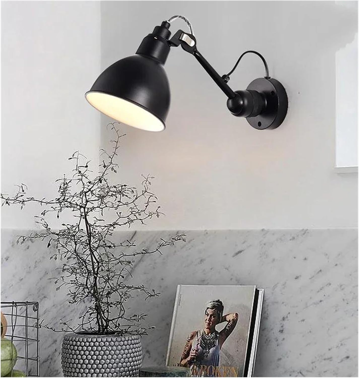 Wall Sconces, Nordic Modern Wall Lamp Beside Bedroom Study Living Room Ajustable Mechanical Arm Light LED Wandlamp Luminaria Sconce(Black)