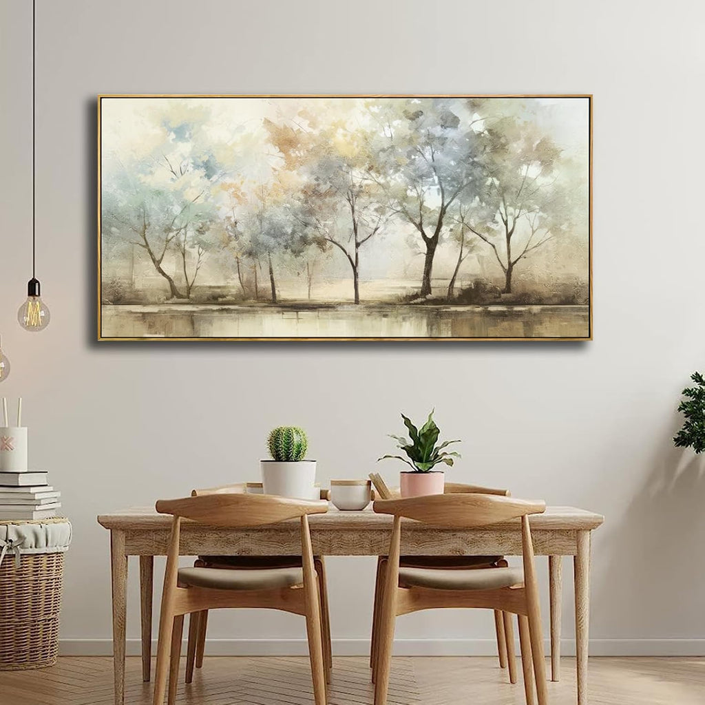 VHMING Abstract Wall Art Artwork Retro Trees Pictures Decor Canvas Painting Framed Ready to Hang Living Room Bedroom and Office Wall Decor 24x48 Inch
