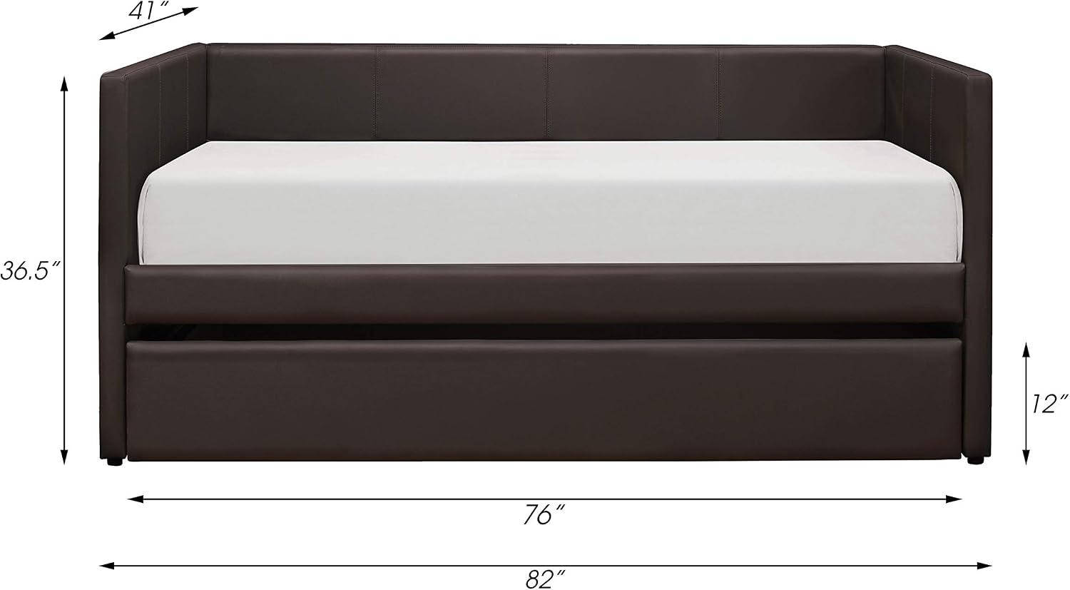 Homelegance Adra PU Leather Upholstered Daybed with Trundle, Twin, Dark Brown