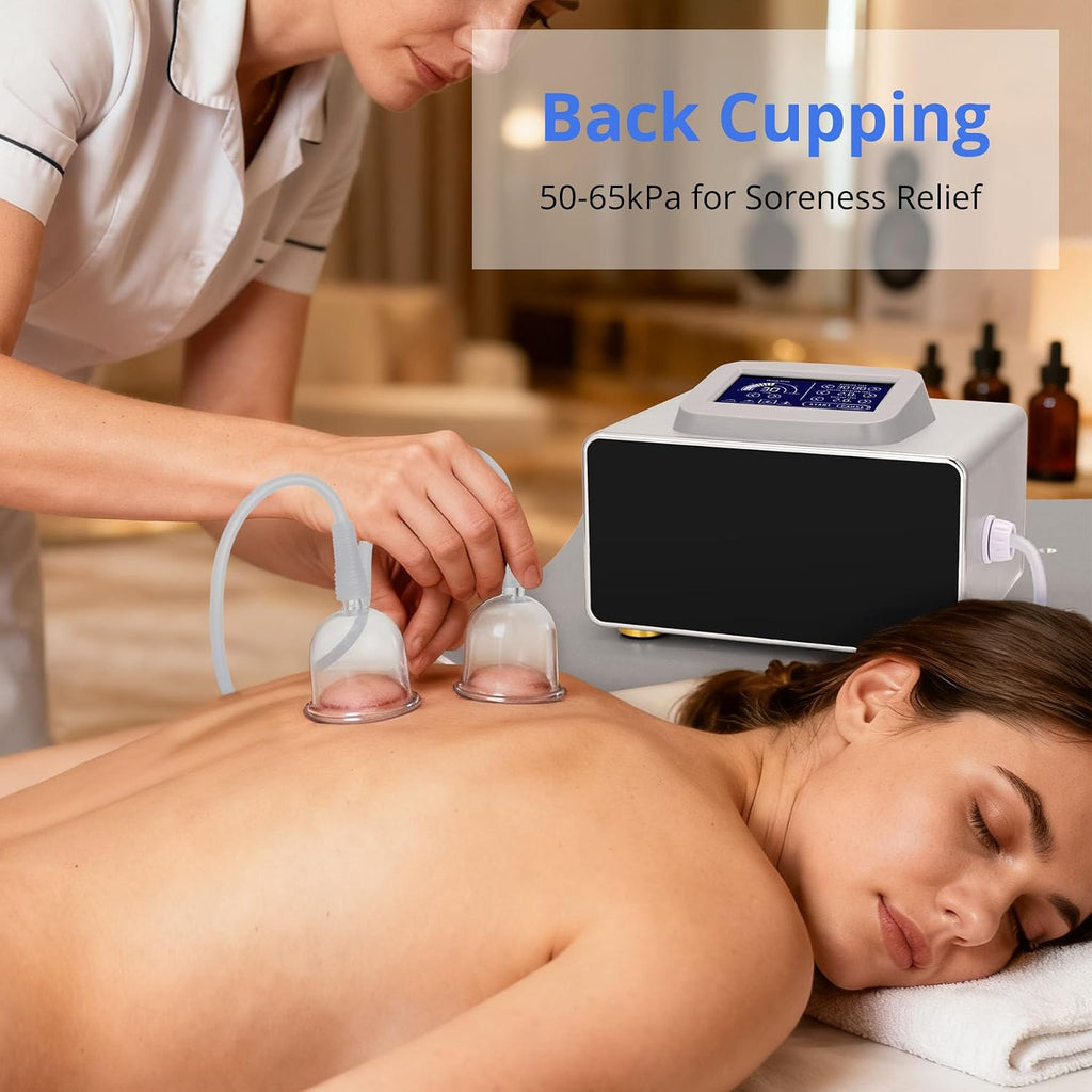 Vacuum Therapy Cupping Machine Multi-Functional Scraping and Cupping Massager Set with 24 Cups and Touch Screen for Salon with Body, Back, Face Care Massage, 4 Modes Adjustable Suction for Salon Work