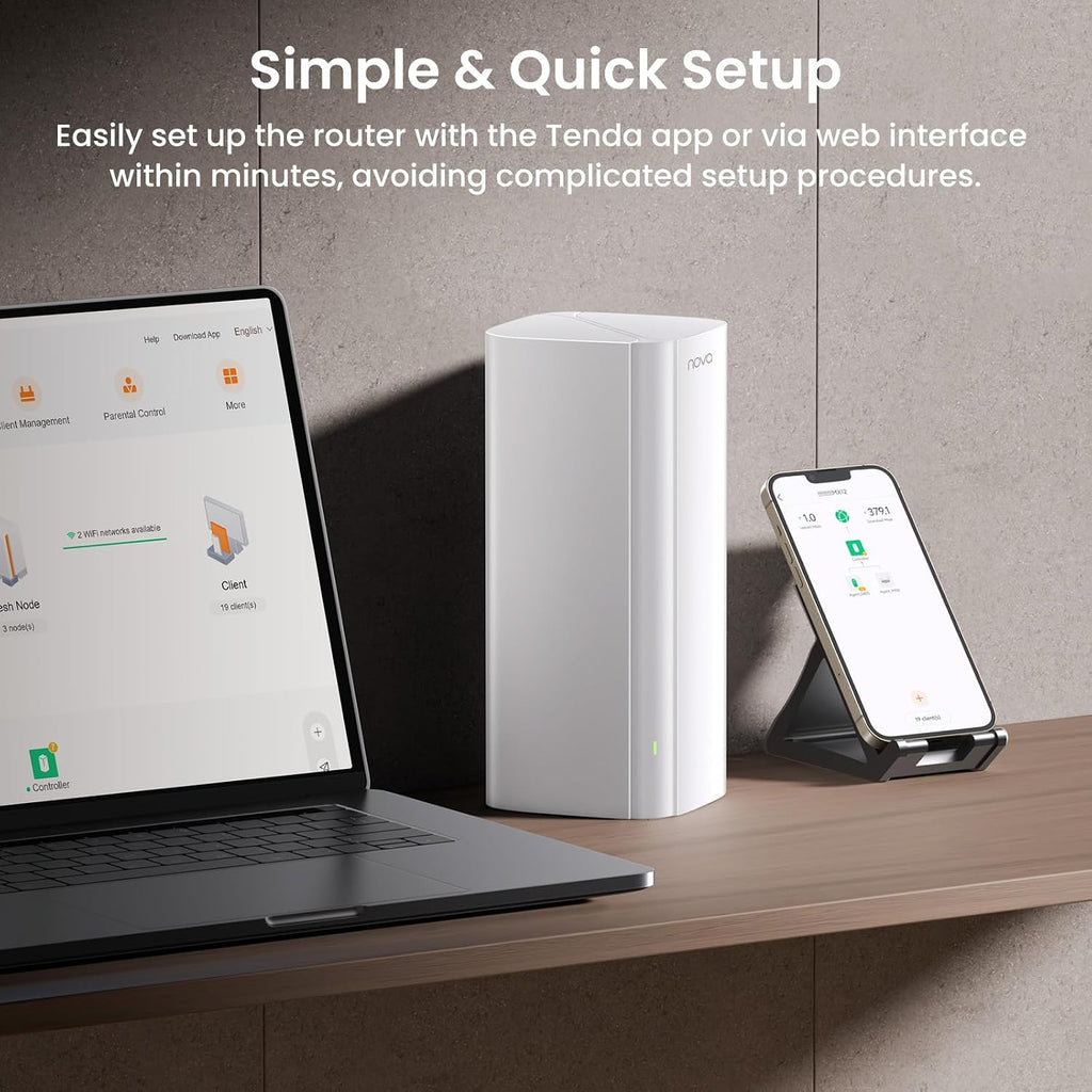 Tenda AX3000 WiFi 6 Mesh System Nova MX12– Whole Home Mesh WiFi Coverage up to 7,000 sq. ft., Dual-Band WiFi Mesh Network for 160+ Devices, Fast & Stable, Replaces Wireless Router (3-Pack)