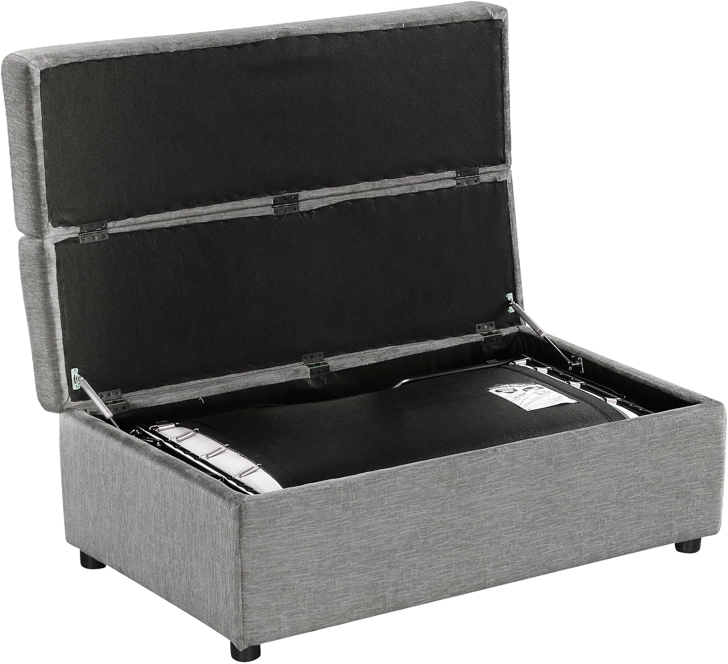 Folding Ottoman Sleeper Bed with Foldable Foam Mattress, Faux Leather Upholstered with Pull Out Bed and Steel Frame Base, Twin Size, for Living Room Bedroom Office (Gray Chenille)