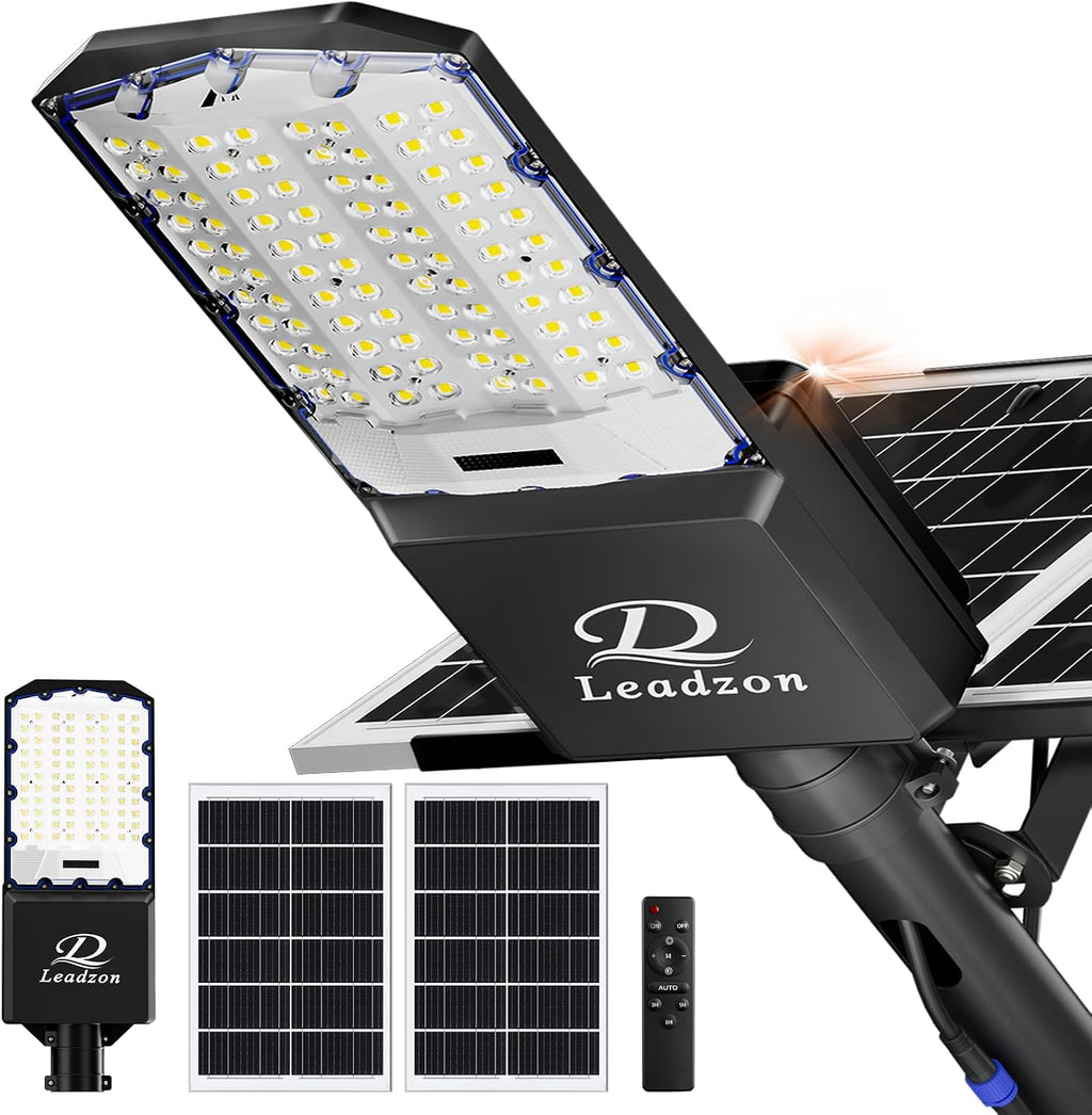 10800W Solar Street Light Outdoor Waterproof – 650,000LM Commercial Flood Light with Motion Sensor & Remote, Zero Electric Bill, IP67, for Parking Lot, Street, Court, Farm, Garage, Yard, Black