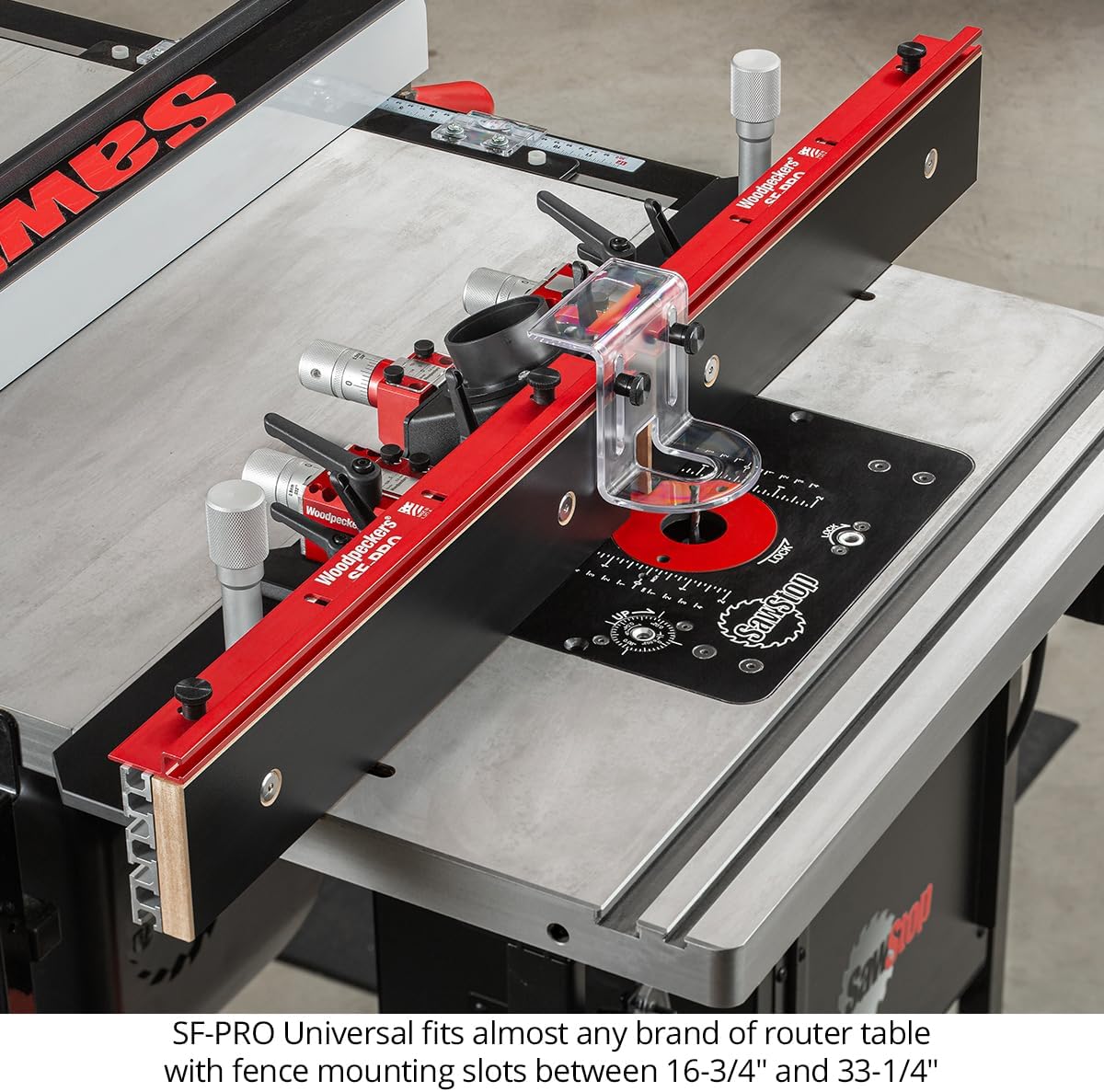 Woodpeckers SF-PRO Universal 36-Inch Router Table Fence, USA Made, 3-Way Micro-Adjustment, Fits Most Edge-Rail and T-Track Router Tables and Shapers - SFPRO-U-25