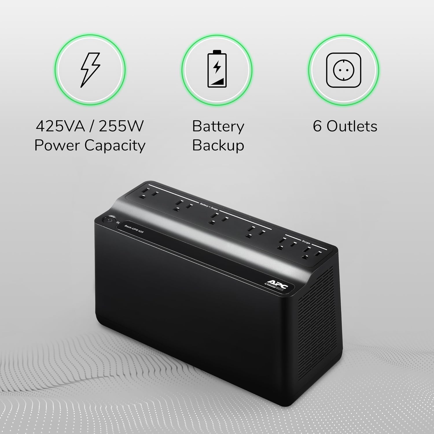 APC UPS Battery Backup Surge Protector, 425VA Backup Battery Power Supply, BE425M, Pack of 2