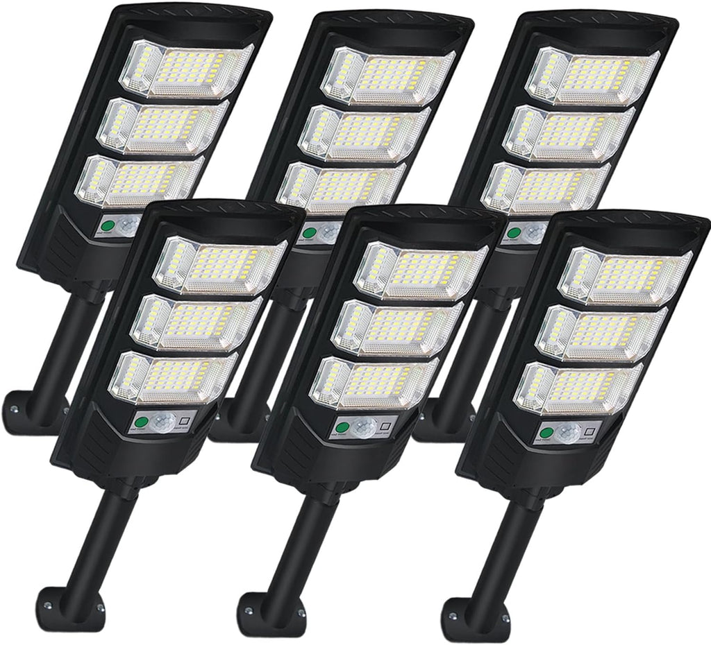 Solar Lights Outdoor Waterproof 6 Pack, Solar Flood Street Lights Dusk to Dawn Motion Sensor 6500K LED Security Outdoor Lights with Remote Control for Patio Barn Yard Garage Garden