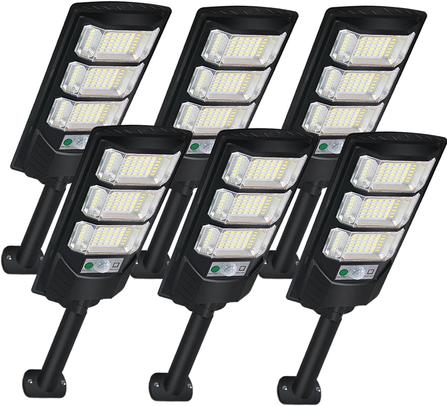 Solar Lights Outdoor Waterproof 6 Pack, Solar Flood Street Lights Dusk to Dawn Motion Sensor 6500K LED Security Outdoor Lights with Remote Control for Patio Barn Yard Garage Garden