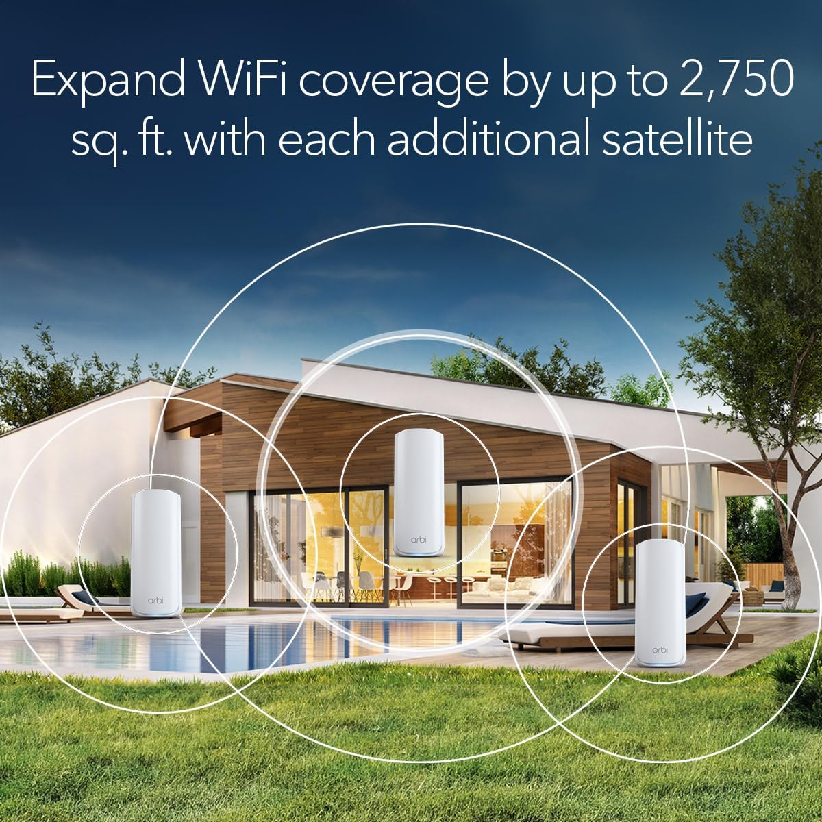 NETGEAR Orbi 770 Series Tri-Band WiFi 7 Mesh Add-on Satellite (RBE770) – Works with Orbi RBE772 and RBE773, Security Features, Up to 11Gbps, Covers up to 2,750 sq ft, 2.5 Gig LAN Ports
