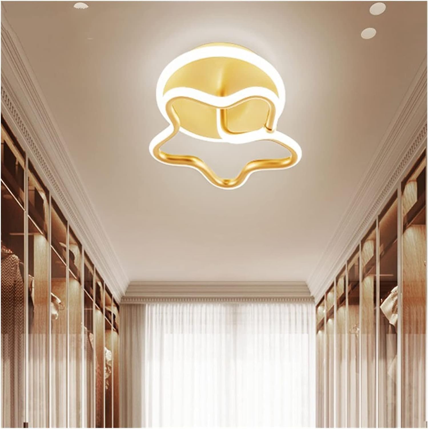 Gold Led Ceiling Lights Compatible with Living Room Bedroom - Hall Corridor Lamp Stars Loft Stairs Light Luminaria,Chandelier