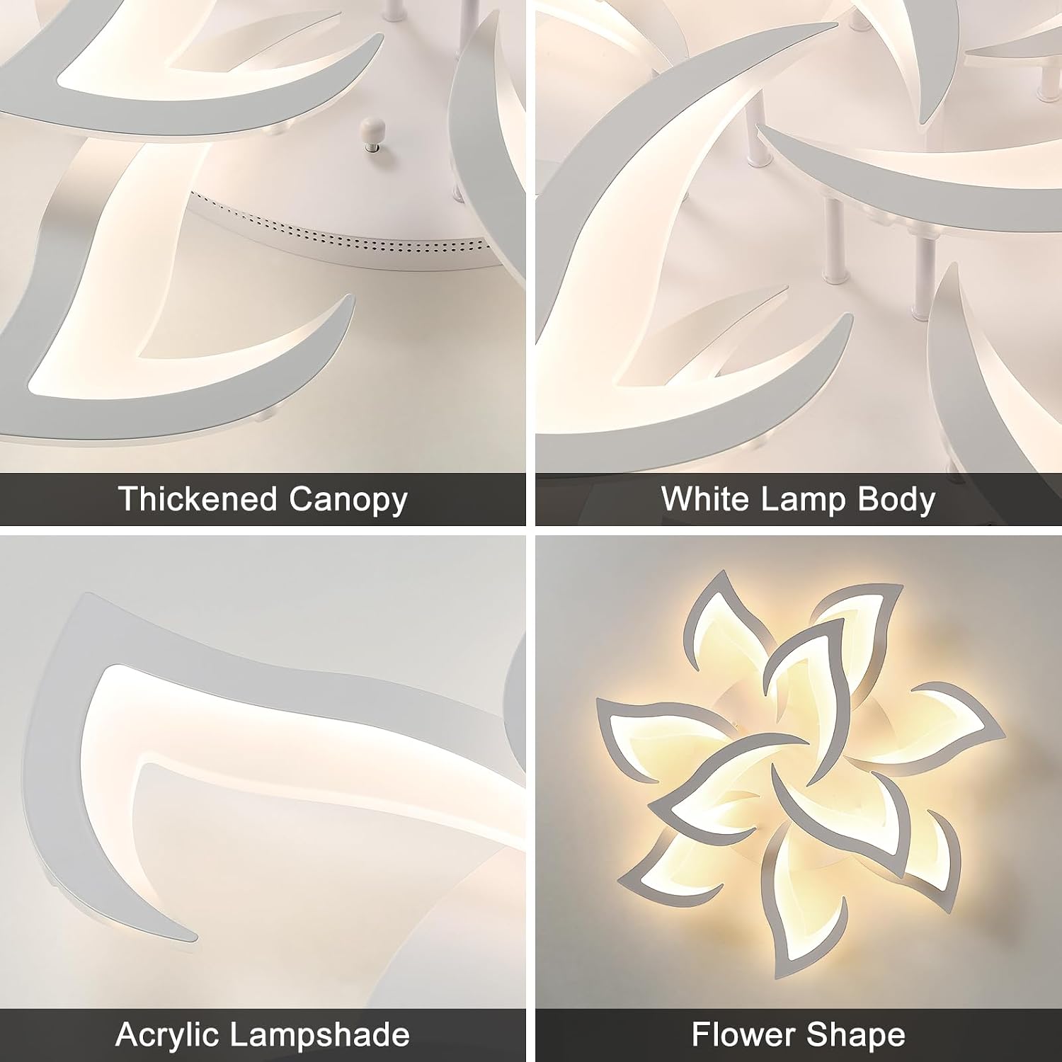 Goeco Dimmable Ceiling Light, 10-Petal Flower White LED 3000K-6500K Ceiling Fixture with Remote/App Control, Modern Flush Mount Ceiling Light for Living Room, Bedroom, Dining Room