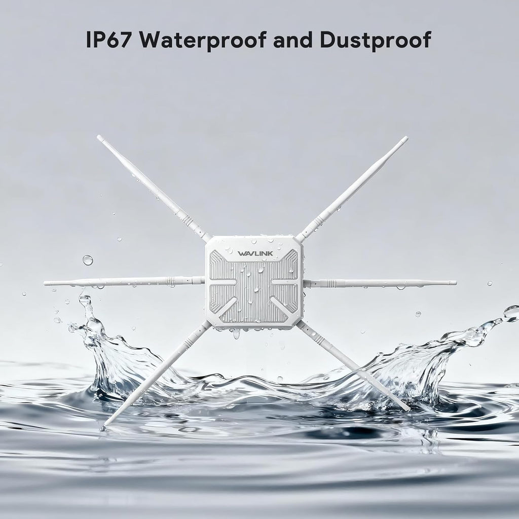WAVLINK AX3000 Outdoor WiFi 6 Extender, 2026 Long Range Gigabit Wireless Access Point, Dual-Band, 6 x 7dBi High-Gain Antennas, Support Mesh/AP/Repeater Modes, IP67 Weatherproof, Starlink Compatible