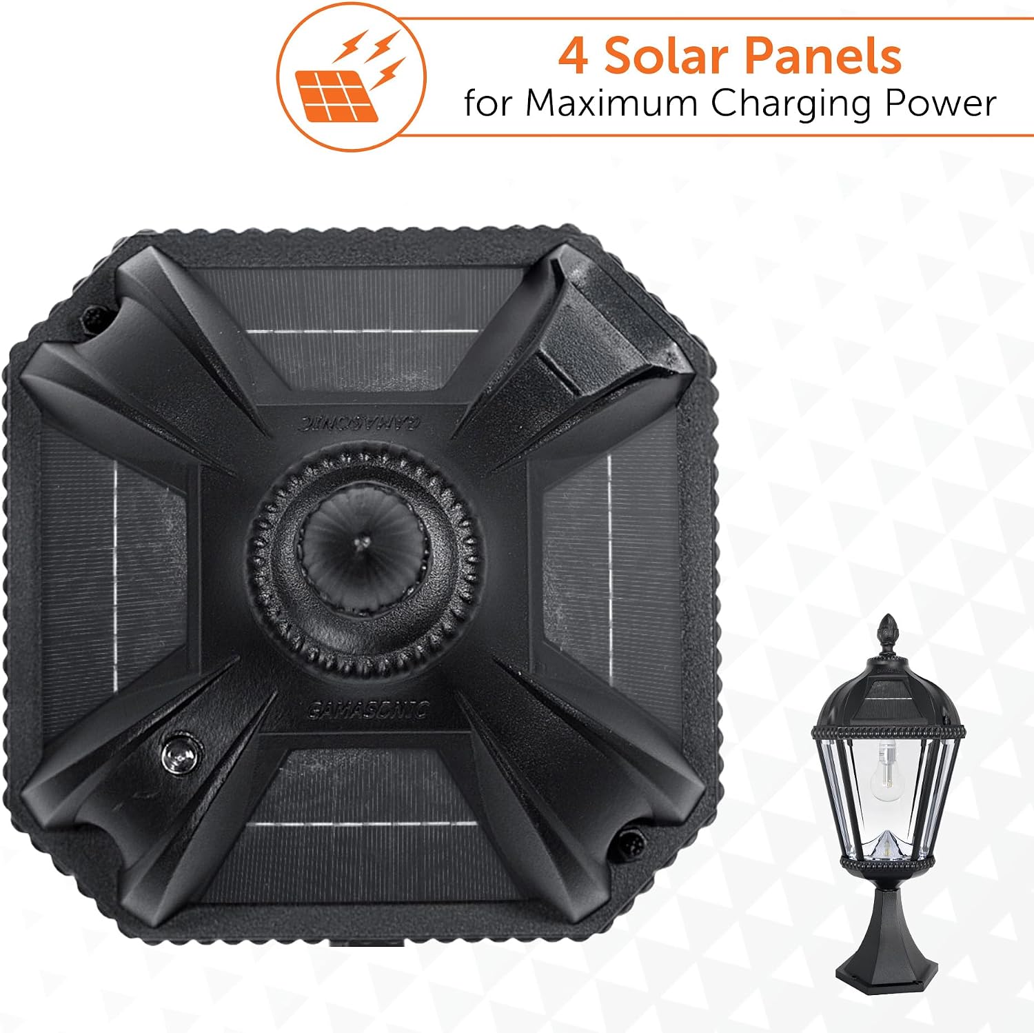 Gama Sonic Outdoor Solar Post Light with Pier Base, Black Aluminum and Beveled Glass, Royal Bulb 150 Lumens Warm White LED, Mount on Column, Pillar, or Flat Exterior Surface (98B011) (Upgraded)