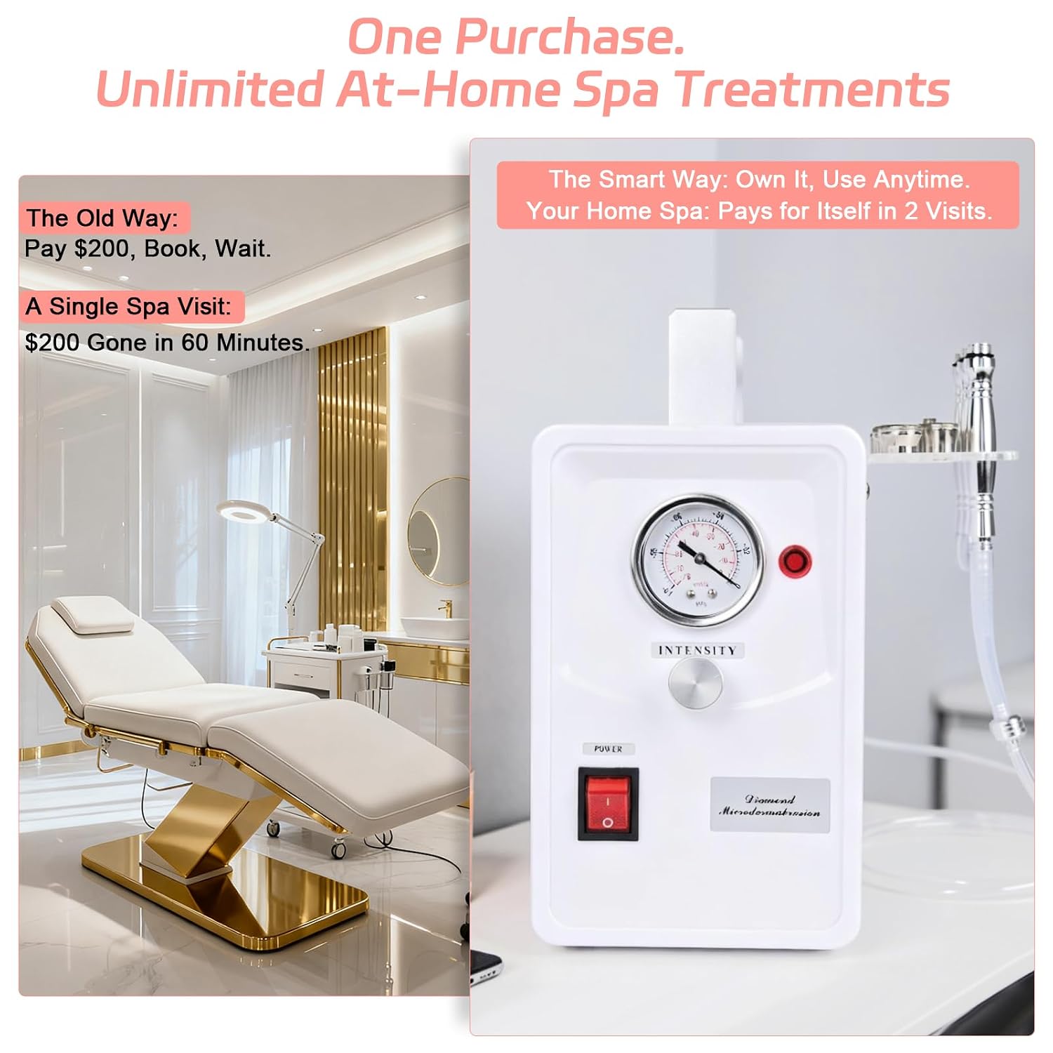 Beauty Star Professional Diamond Microdermabrasion Machine for Face & Body, 68cmHg Adjustable Suction Facial Peeling Device with 9 Tips, At-Home Spa Treatment for Blackhead Removal, Wrinkles