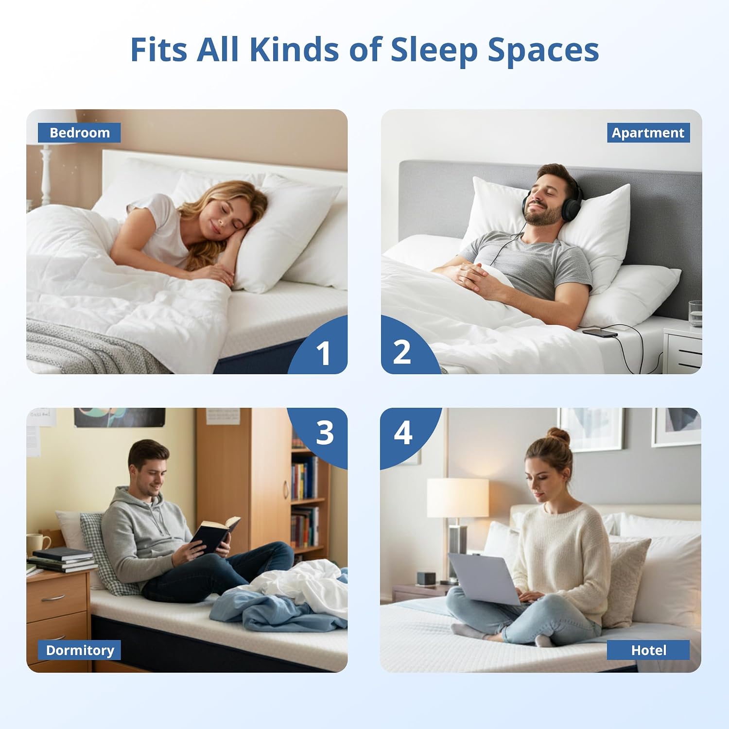 MLILY 14 Inch King Memory Foam Mattress, Gel Cooling Mattress Bed in a Box, Fiberglass Free, Medium Firm, Back Pain Relief, CertiPUR-US Certified, 76'x80'x14', White