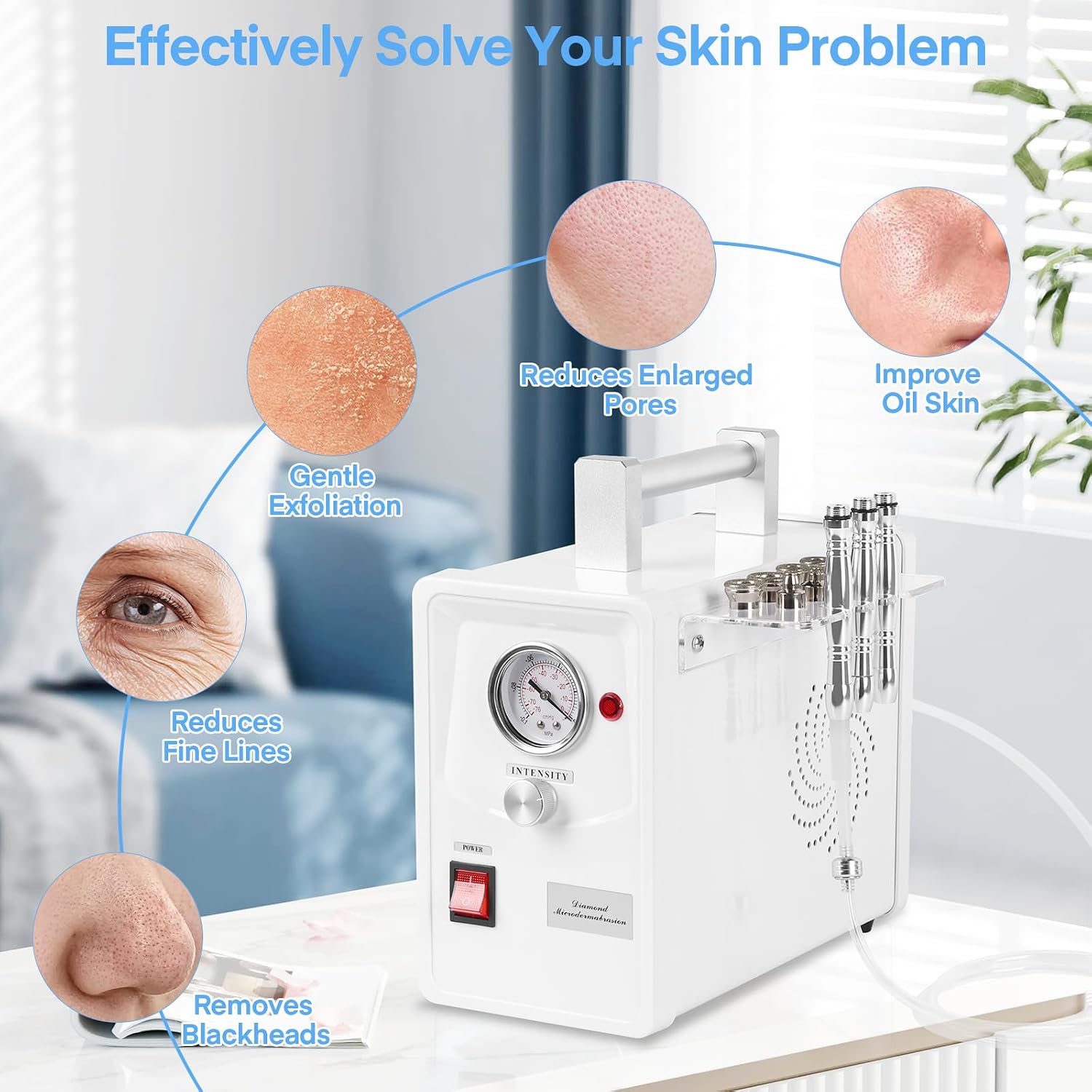 Diamond Micro Dermabrasion Machine, Yofuly Professional Dermabrasion Machine, Salon Home Use Facial Skin Care Device, 0-68cmHg